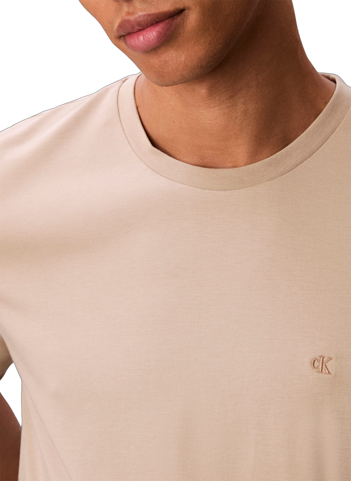 T-shirt col rond en coton CALVIN KLEIN Beige