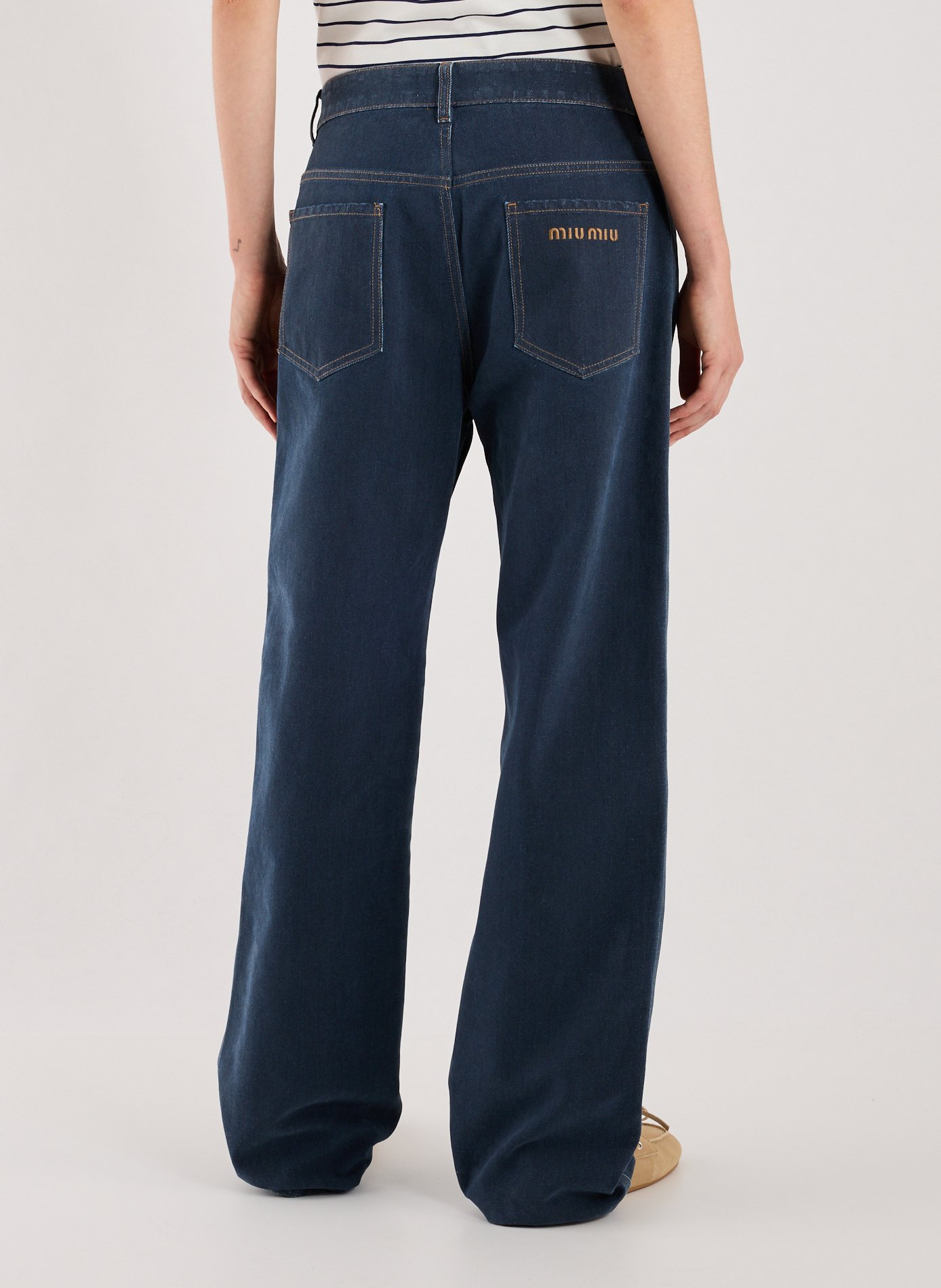 Jean coupe droite en coton MIU MIU Bleu