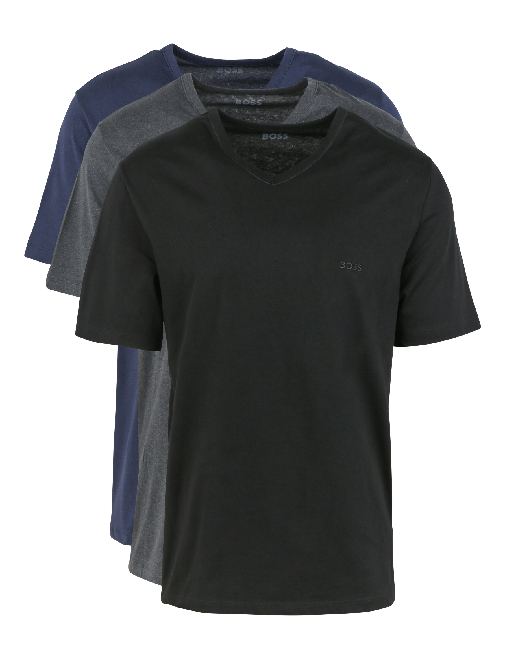 Lot de 3 tee-shirts col v brodé en coton BOSS Bleu
