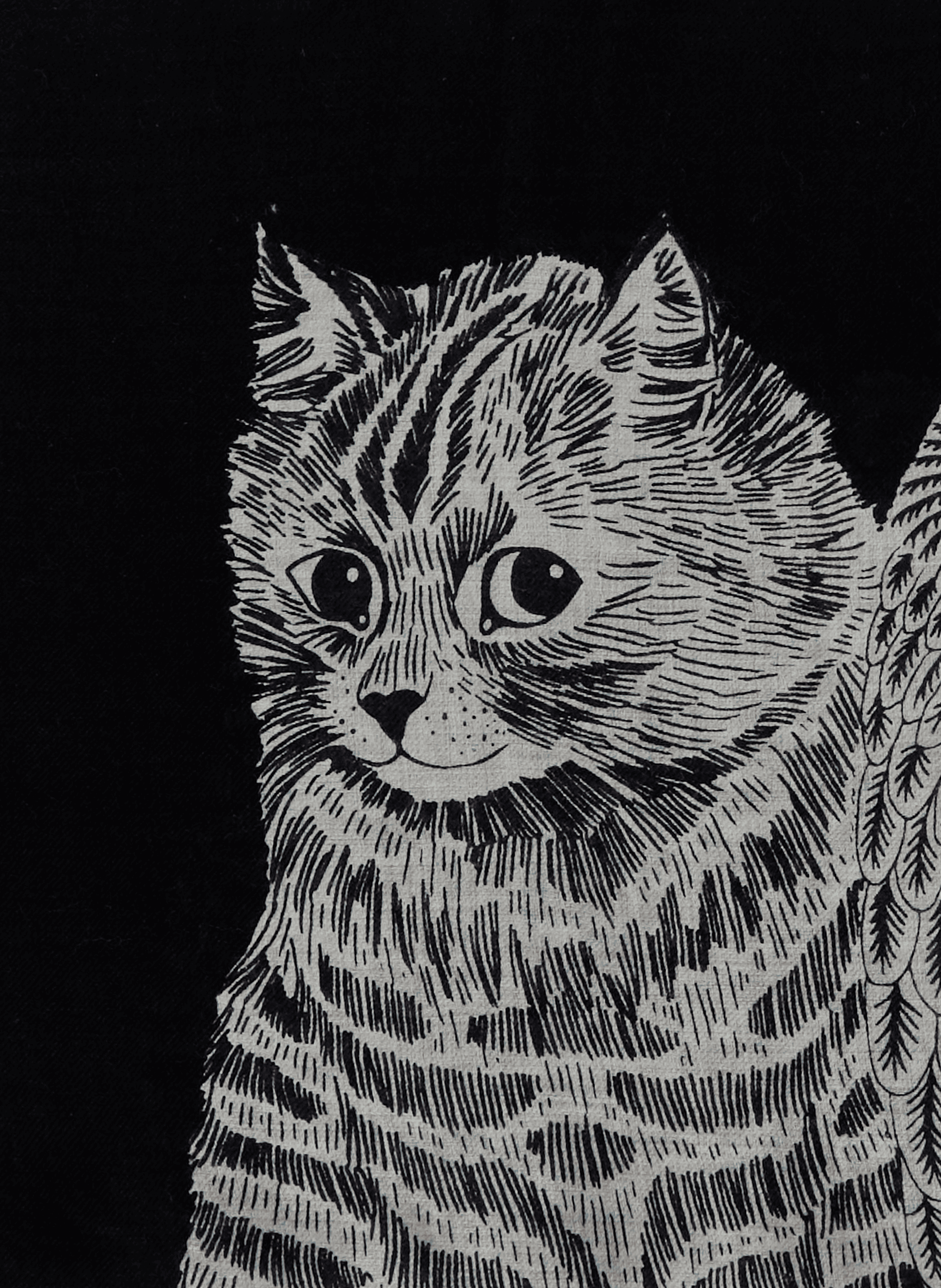 Foulard imprimé en laine INOUI EDITIONS Noir