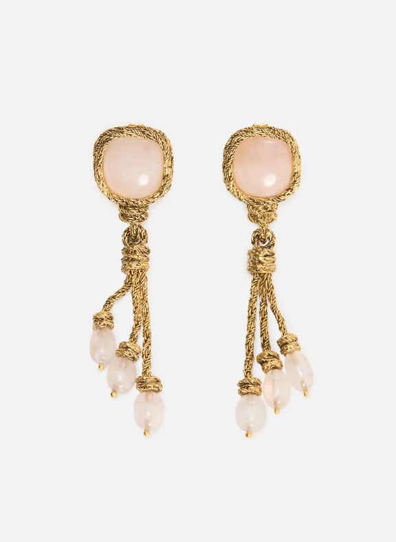 Rose Quartz Miki Earrings Pink by AURELIE BIDERMANN AURELIE BIDERMANN Rose Quartz Miki Earrings Pink