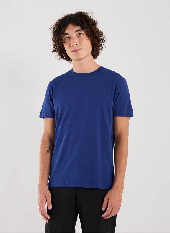 Organic cotton round-neck T-shirt Blue by AU PRINTEMPS PARIS AU PRINTEMPS PARIS Organic cotton round-neck T-shirt Blue