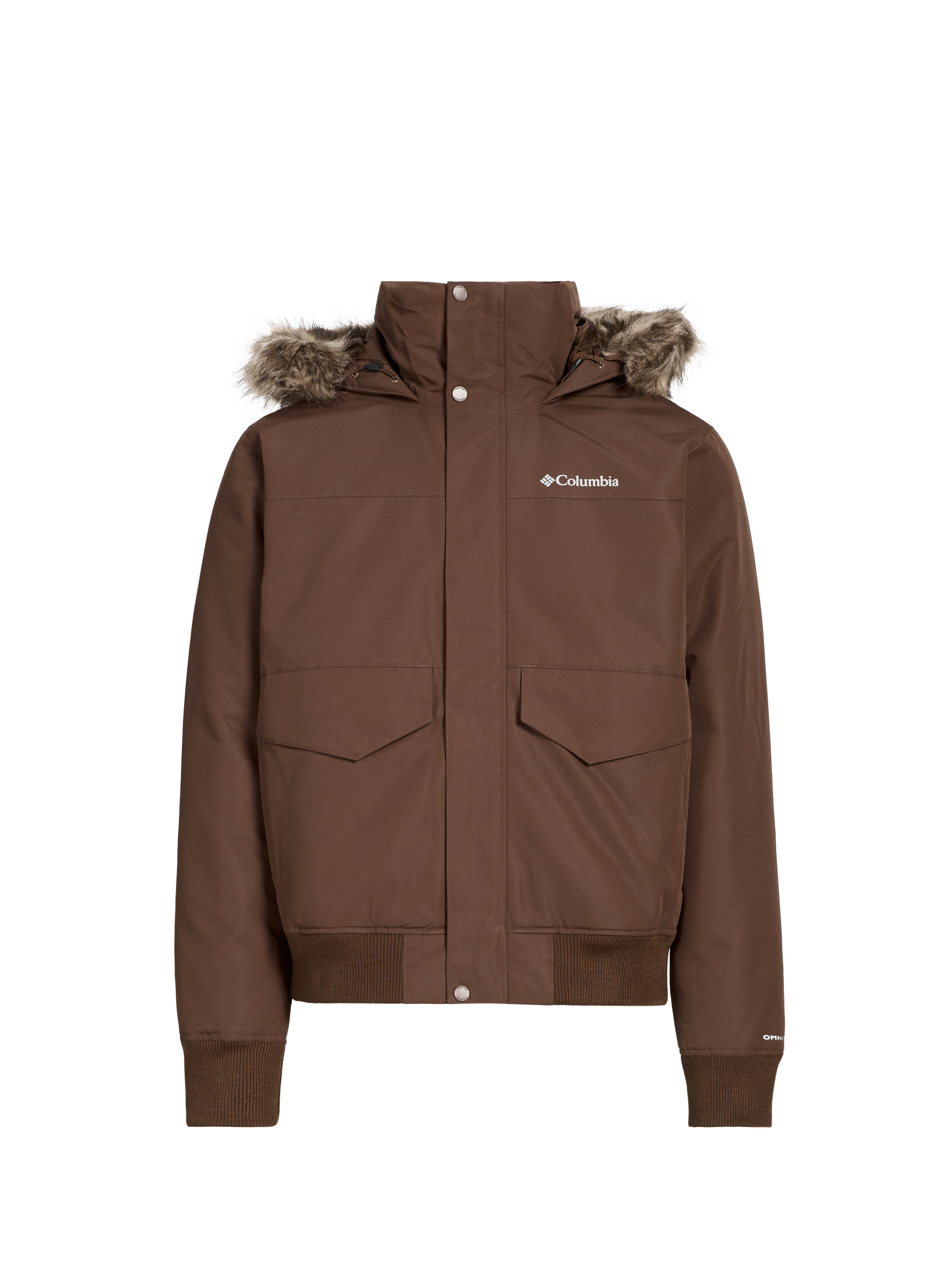 Waterproof hooded jacket with faux fur effect COLUMBIA Brown