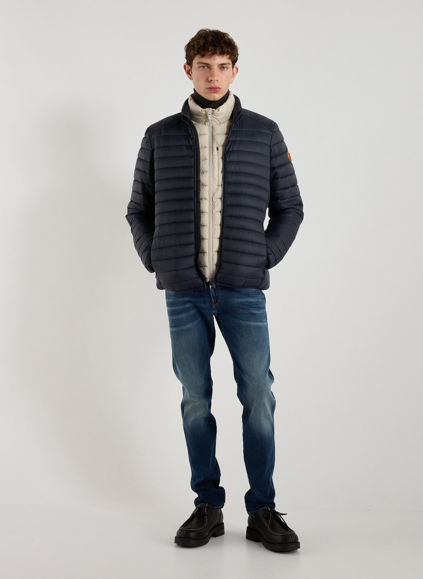 Doudoune droite matelassée en velours côtelé SAVE THE DUCK Bleu