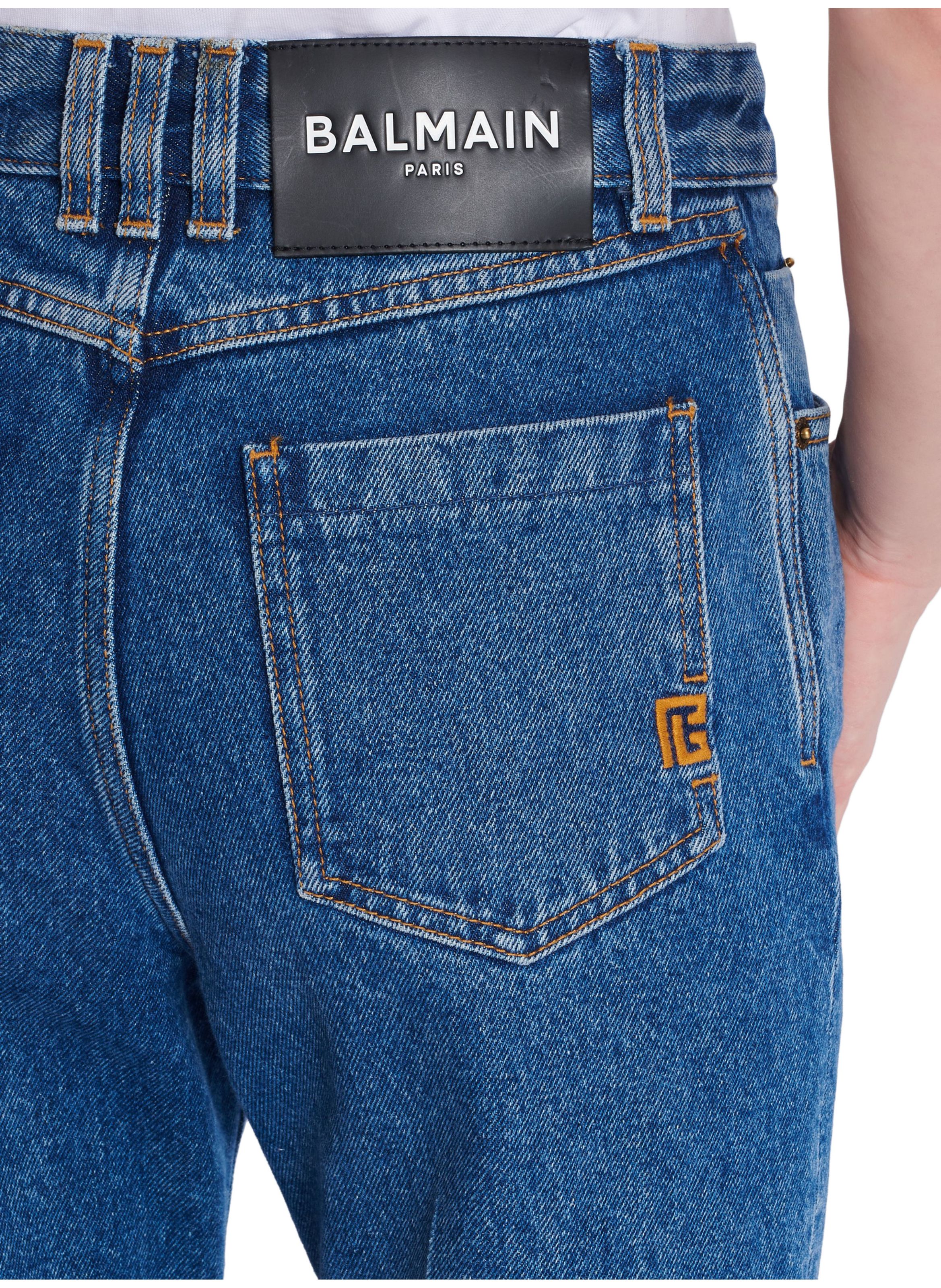 Pantalon en denim droit BALMAIN Bleu