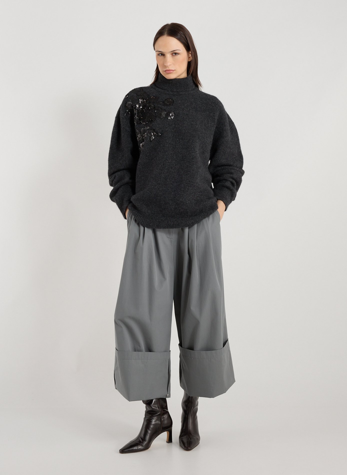 Pull col roulé en laine mélangée MARQUES ALMEIDA Gris