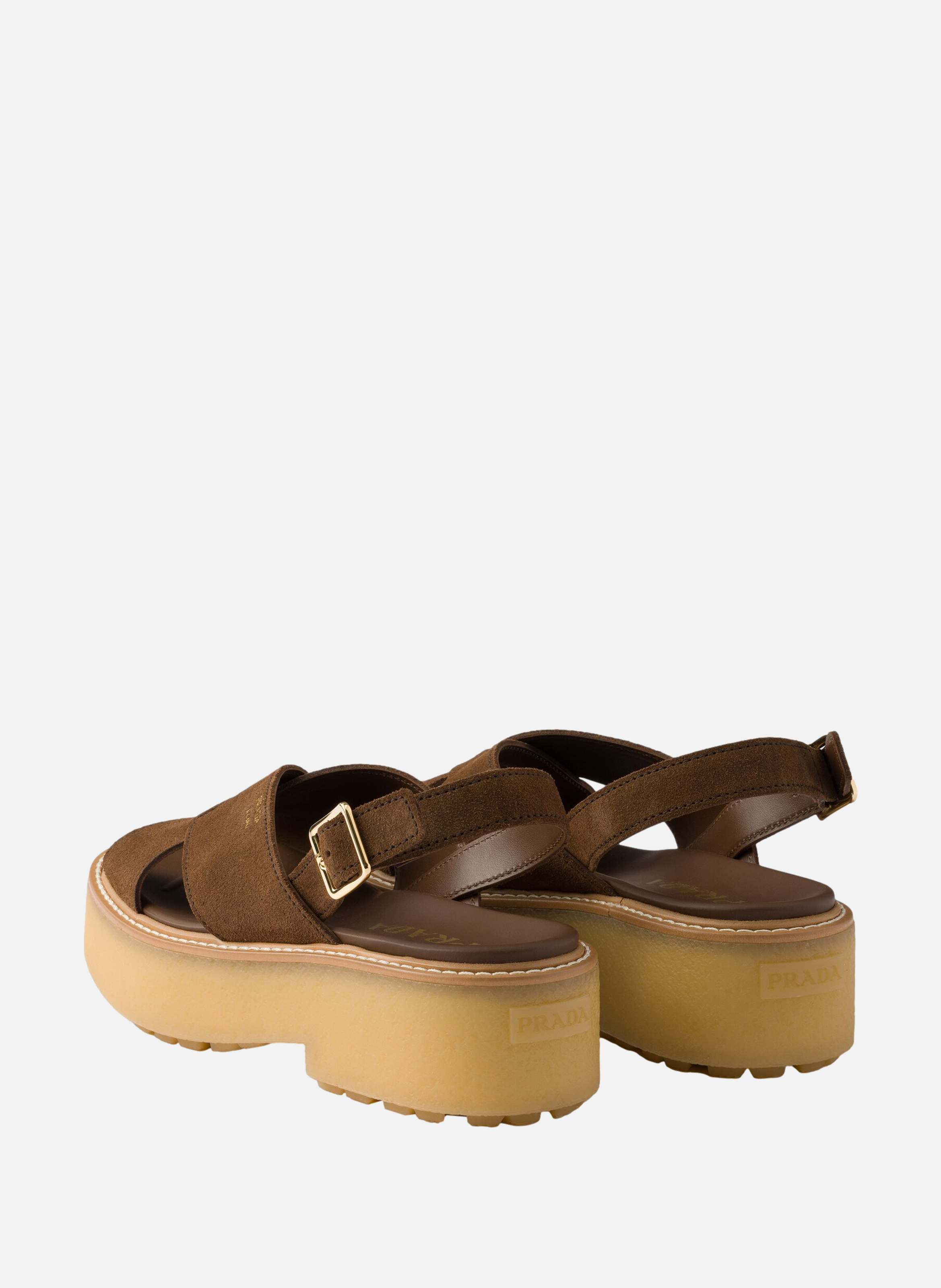 Sandales en veau velours PRADA Marron