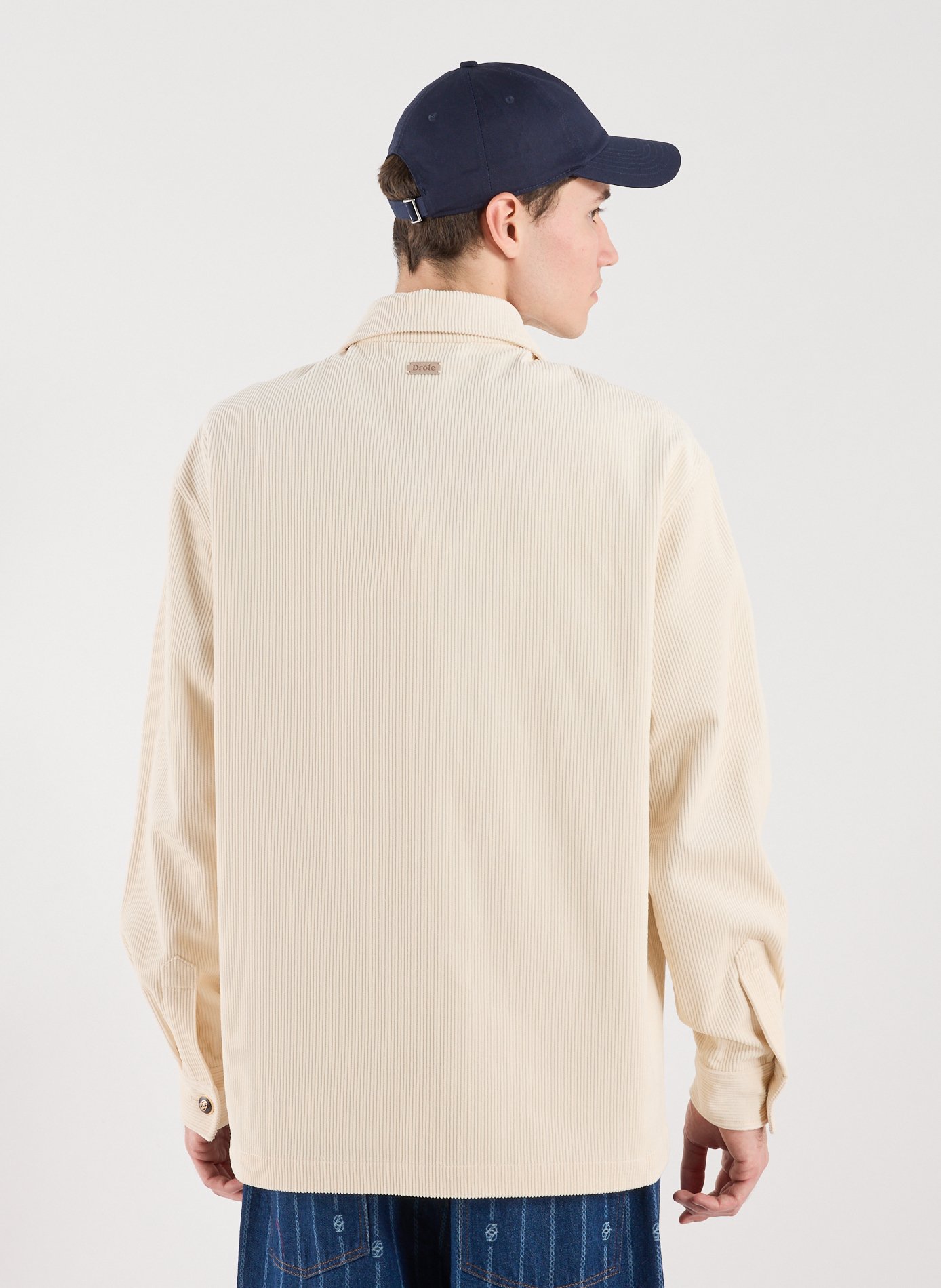 Straight velvet cotton overshirt DROLE DE MONSIEUR Beige
