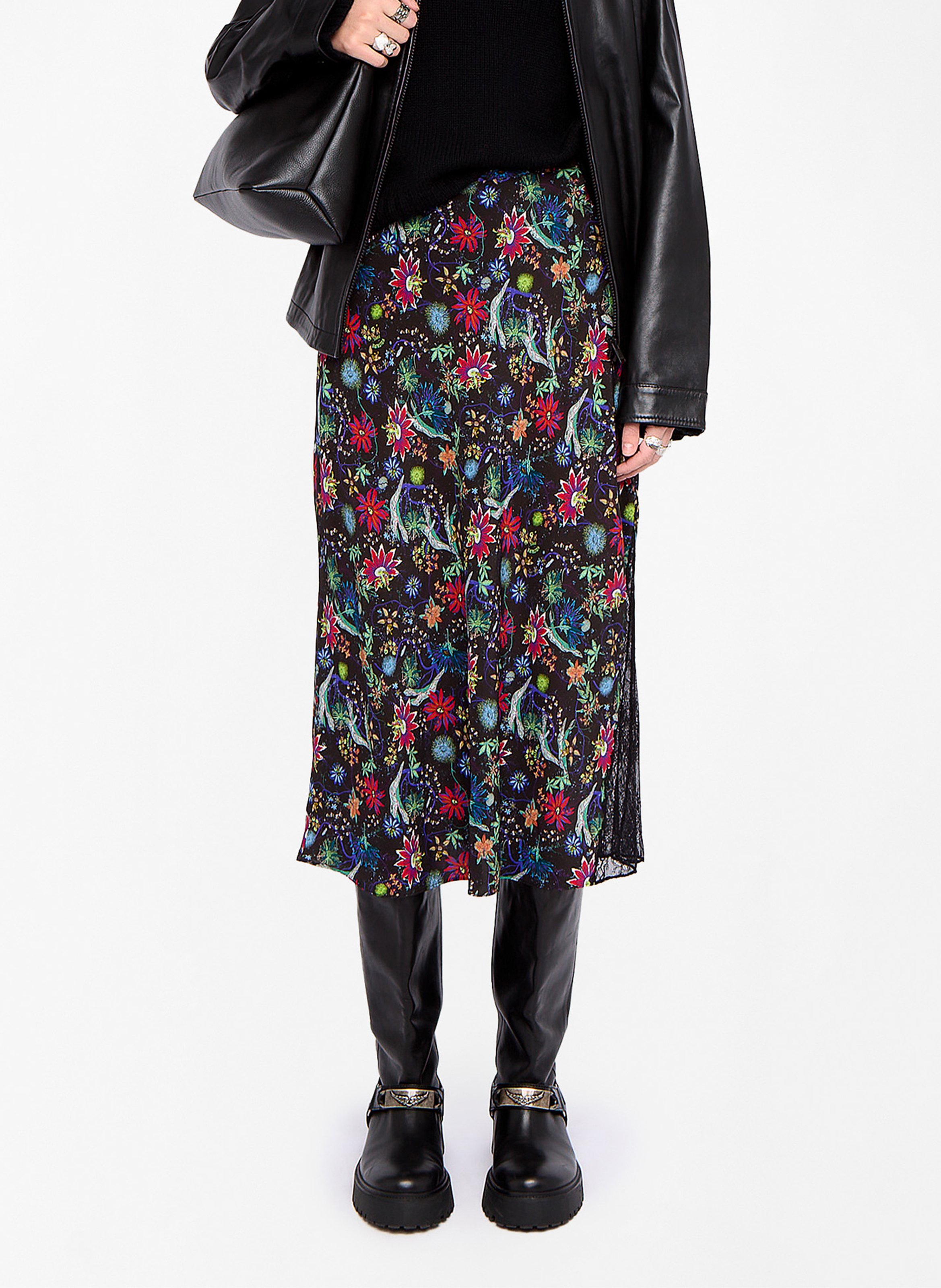 Jupe midi fluide fendue imprimée jayla ZADIG&VOLTAIRE Bleu