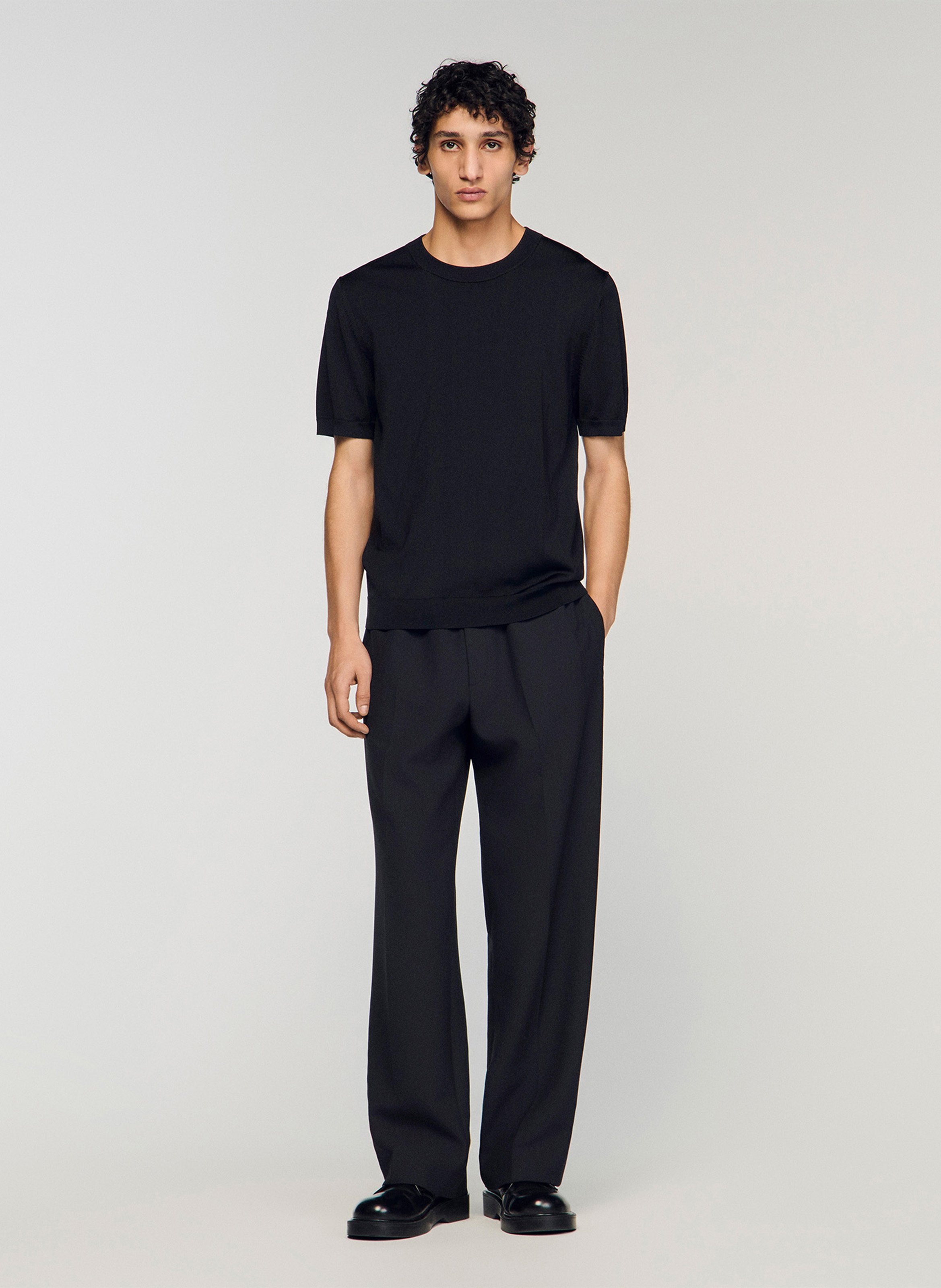 Tee-shirt col rond regular fit SANDRO Noir