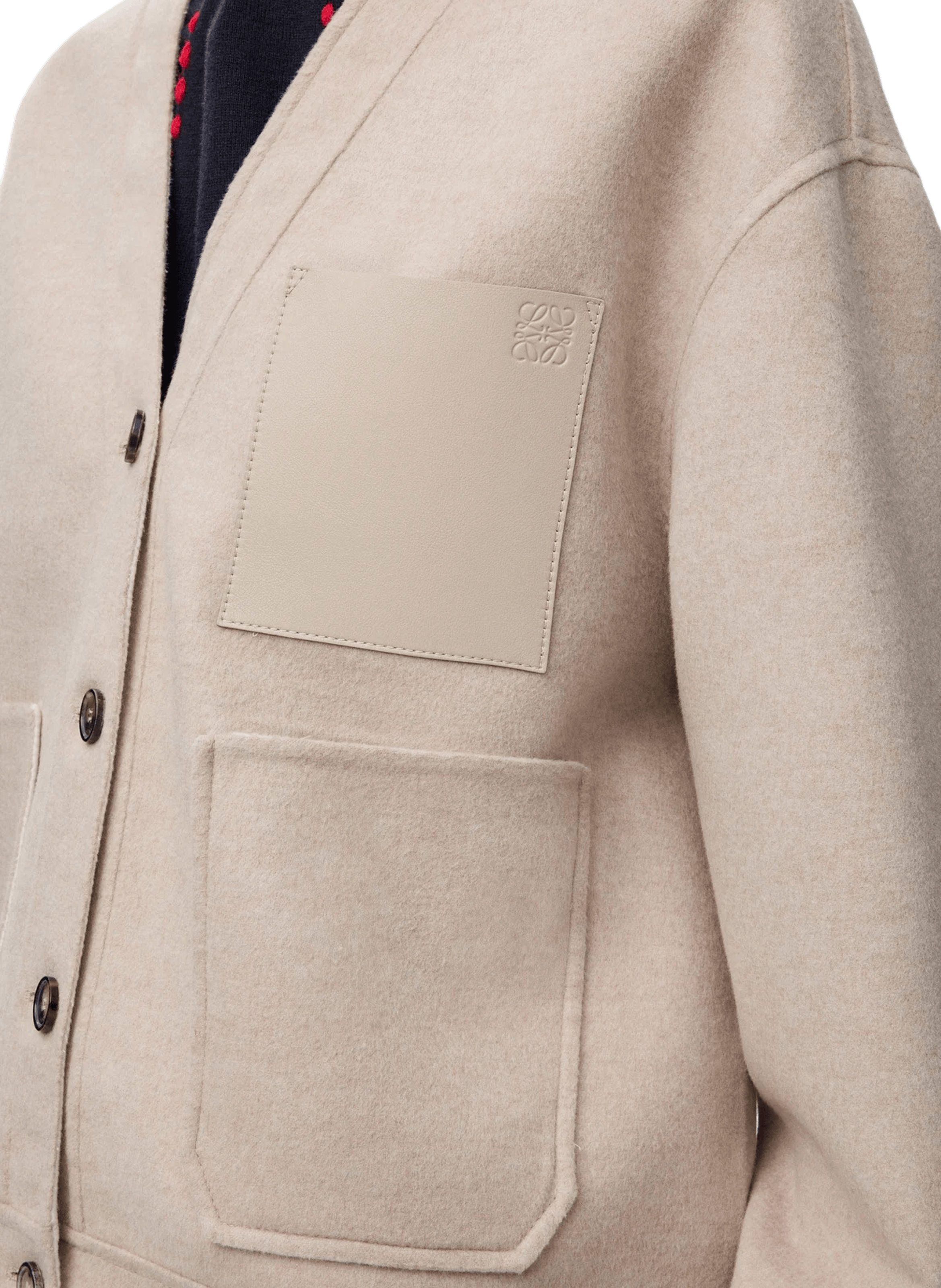 Cardigan droit en laine et cachemire LOEWE Beige