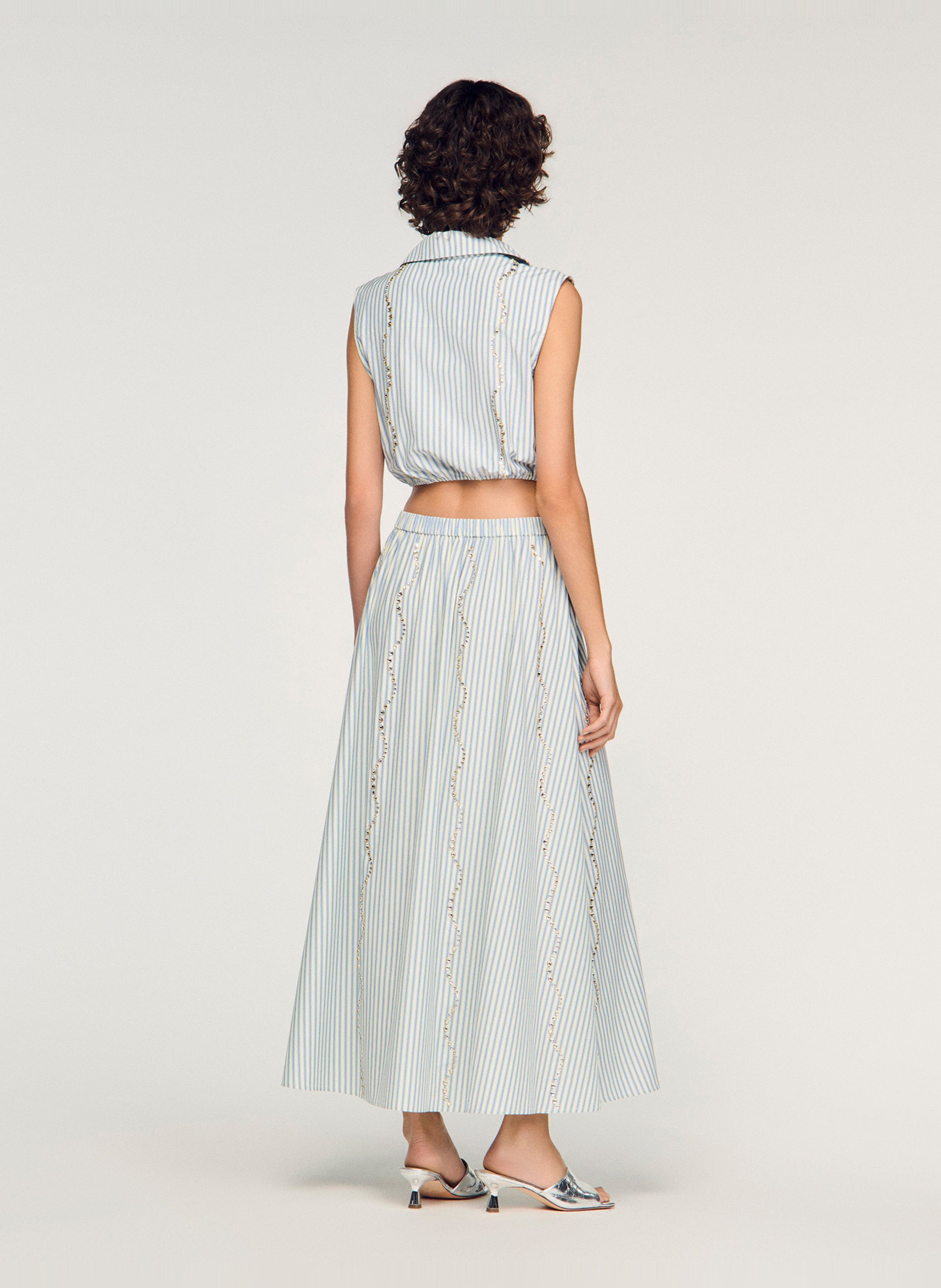 Chemise droite col classique rayée SANDRO Bleu