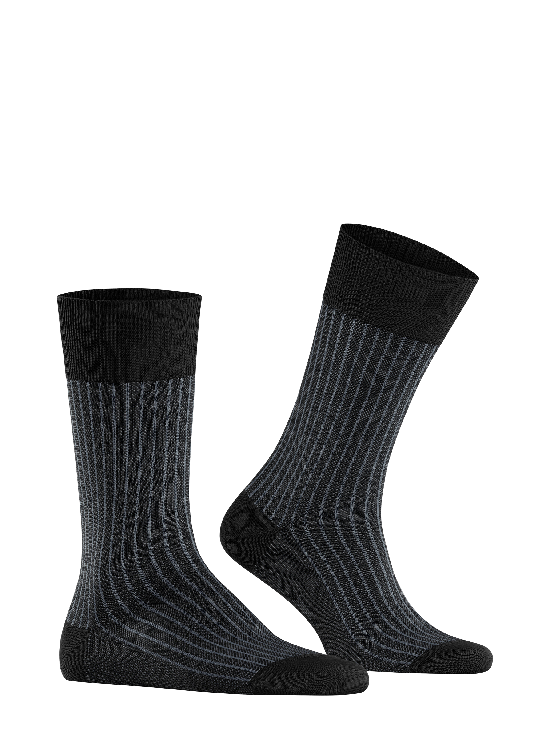 Mid-calf striped cotton blend socks FALKE Black