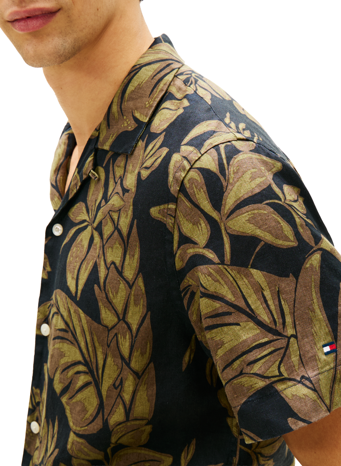 Straight shirt with floral pattern in linen TOMMY HILFIGER Multicolour