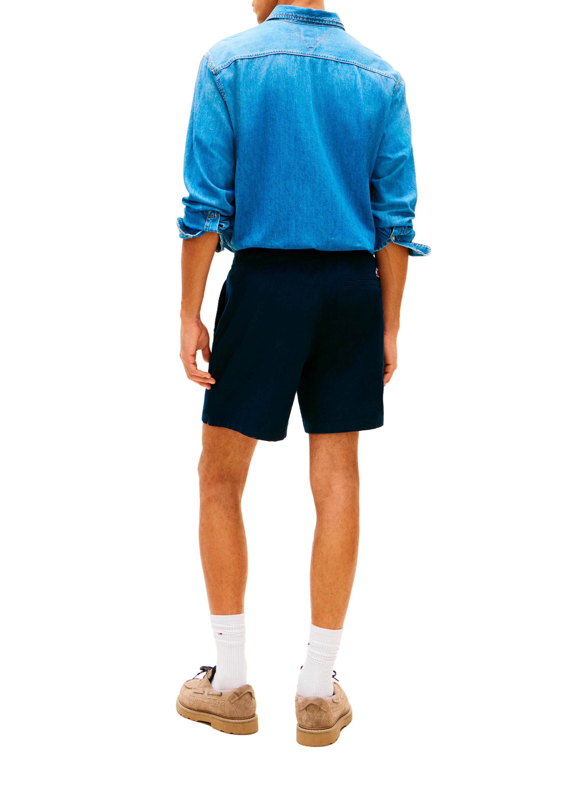 Short with logo in cotton and linen TOMMY HILFIGER Blue