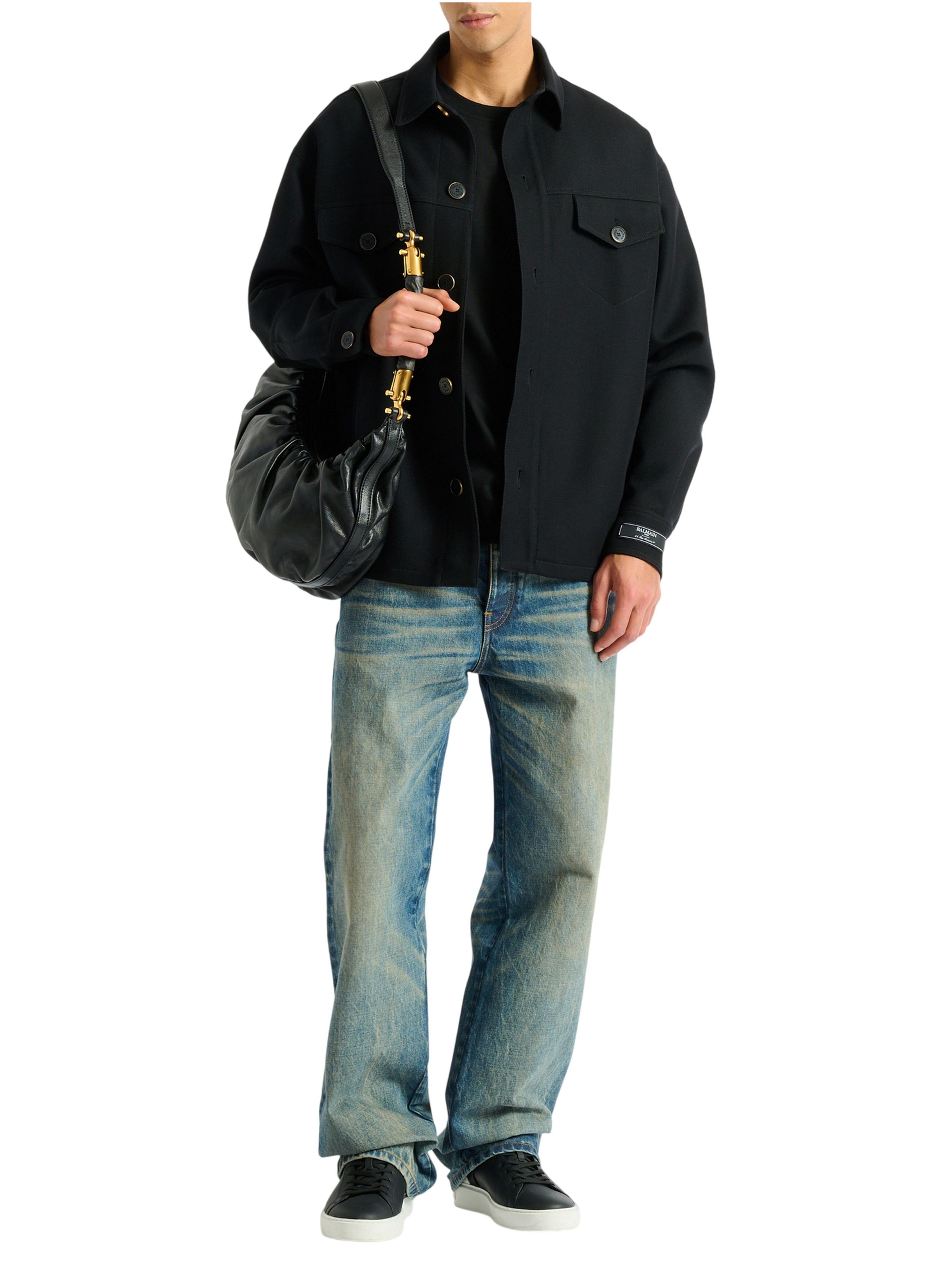 Surchemise en sergé de laine BALMAIN Noir