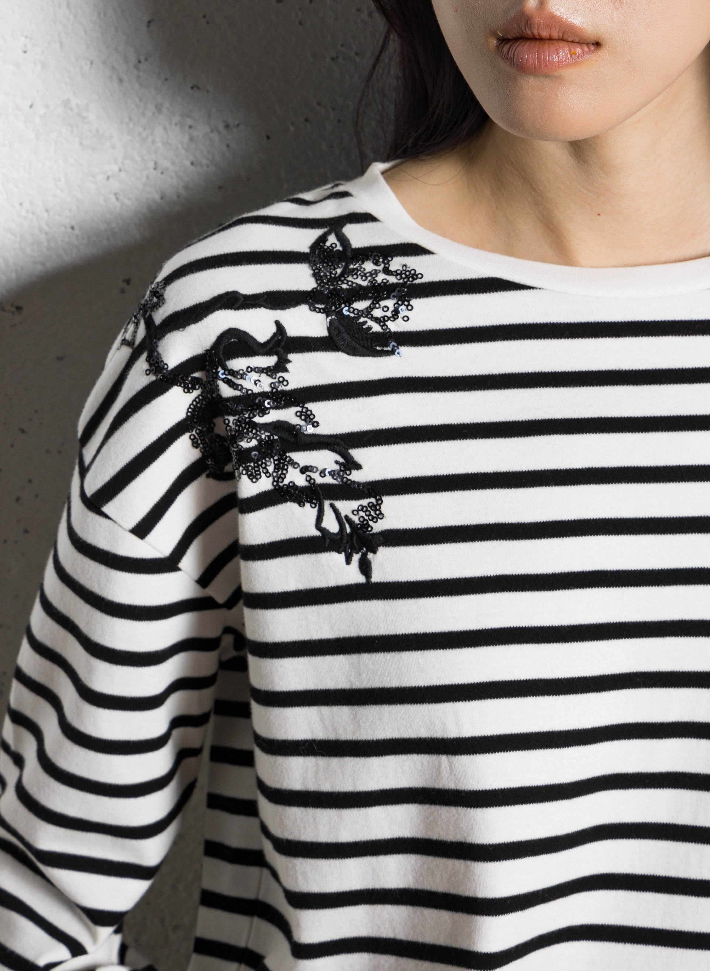Tee-shirt ample col rond en coton IKKS Noir