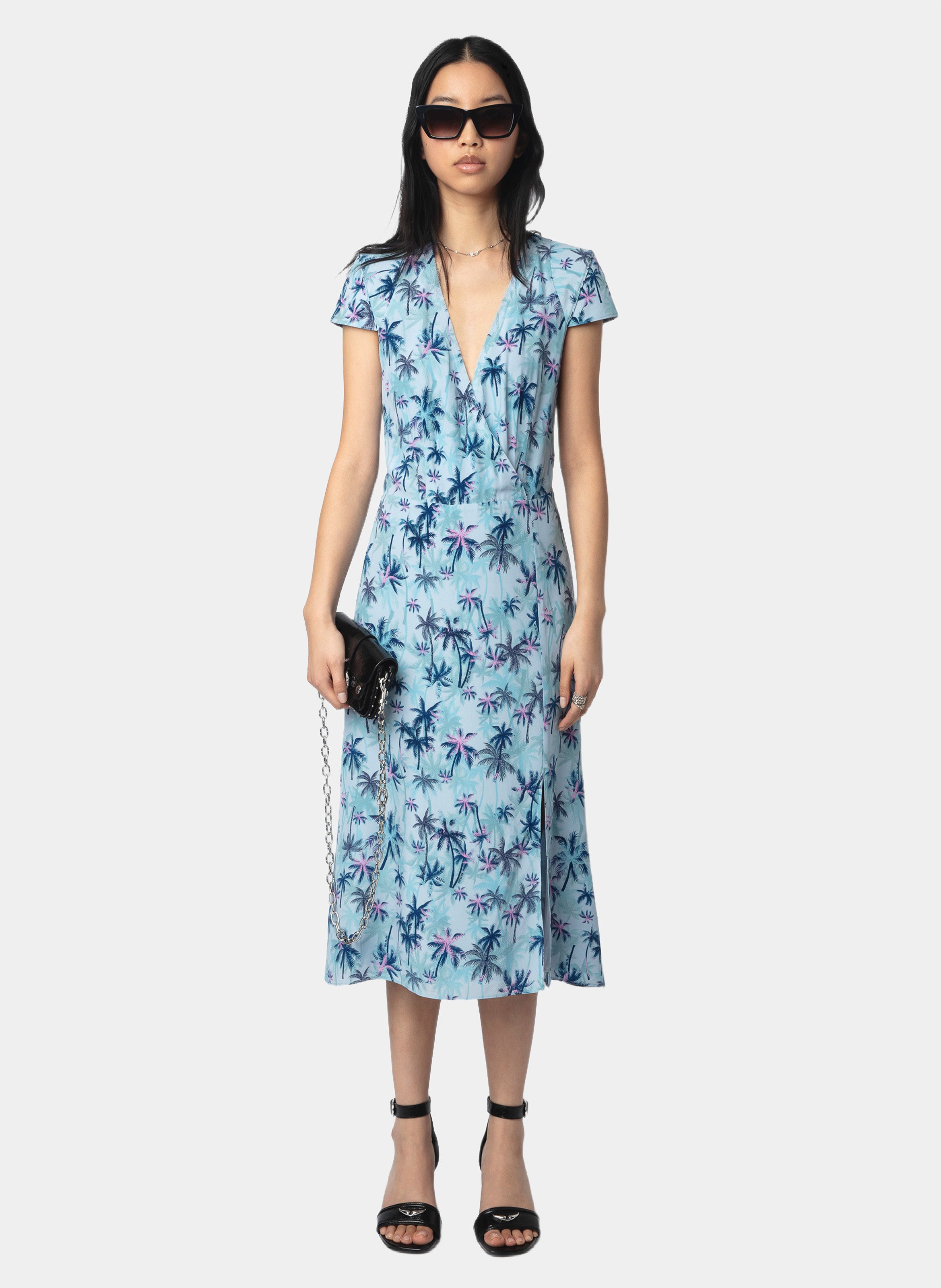Midi Seidenkleid mit V-Ausschnitt, Rapaz ZADIG&VOLTAIRE Blau