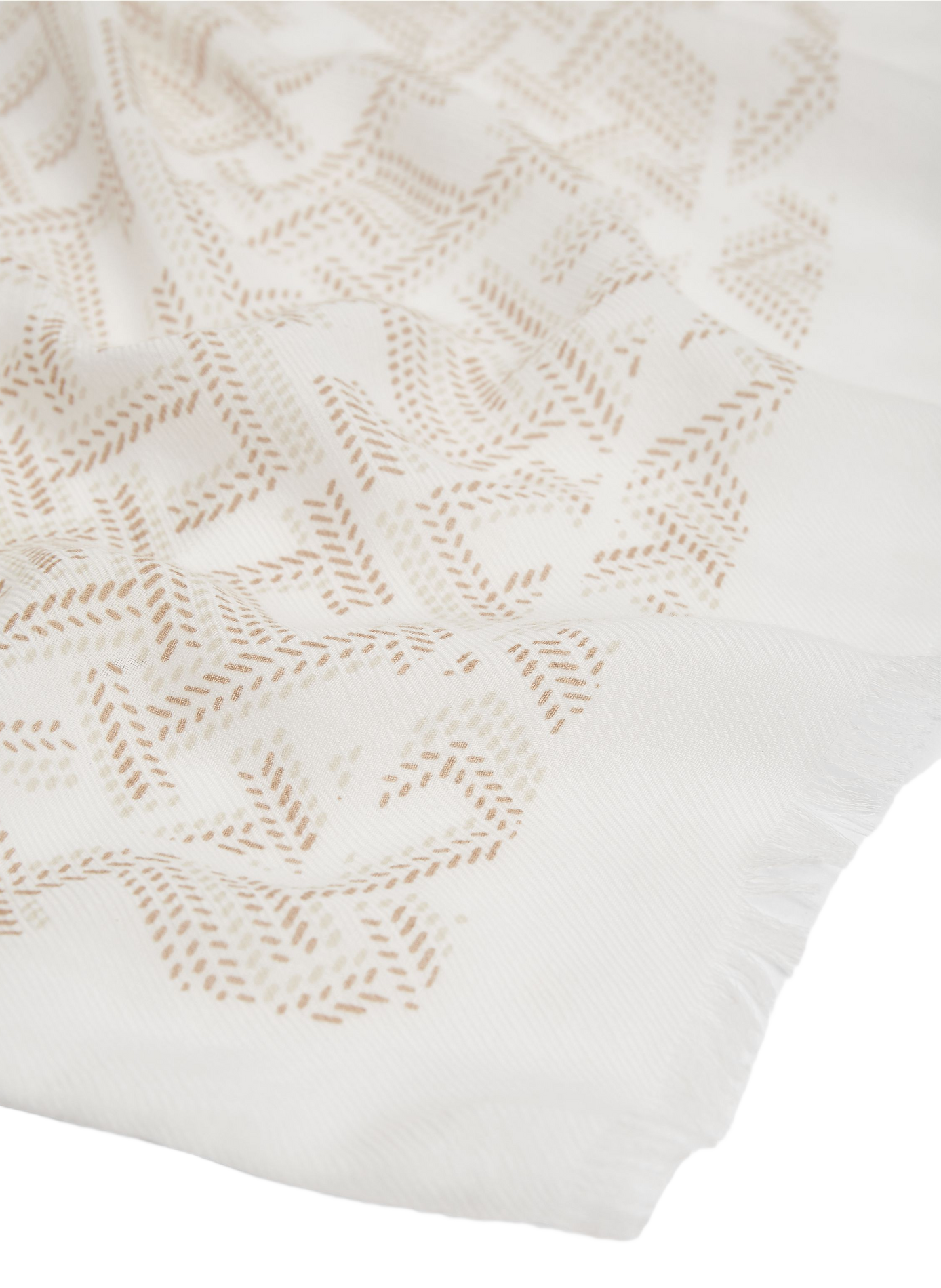 Printed scarf with frayed edges in a cotton blend TOMMY HILFIGER Beige