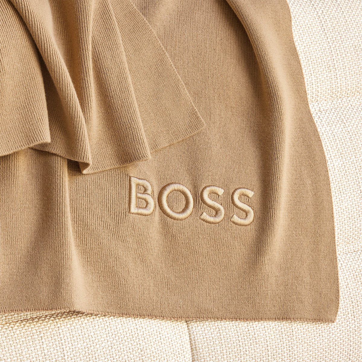 Plaid en coton acrylique, bold logo BOSS HOME Marron