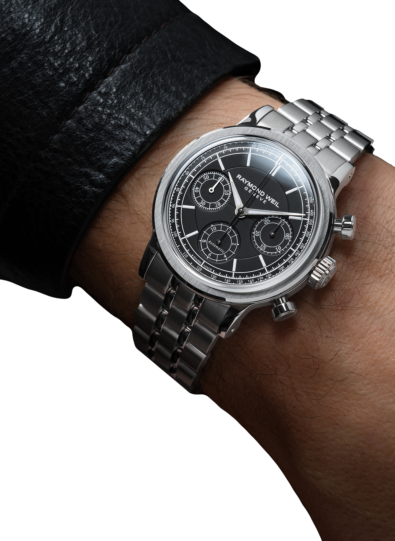 Montre automatique Millesime Chronographe Tri-Compax en acier inoxydable RAYMOND WEIL Noir