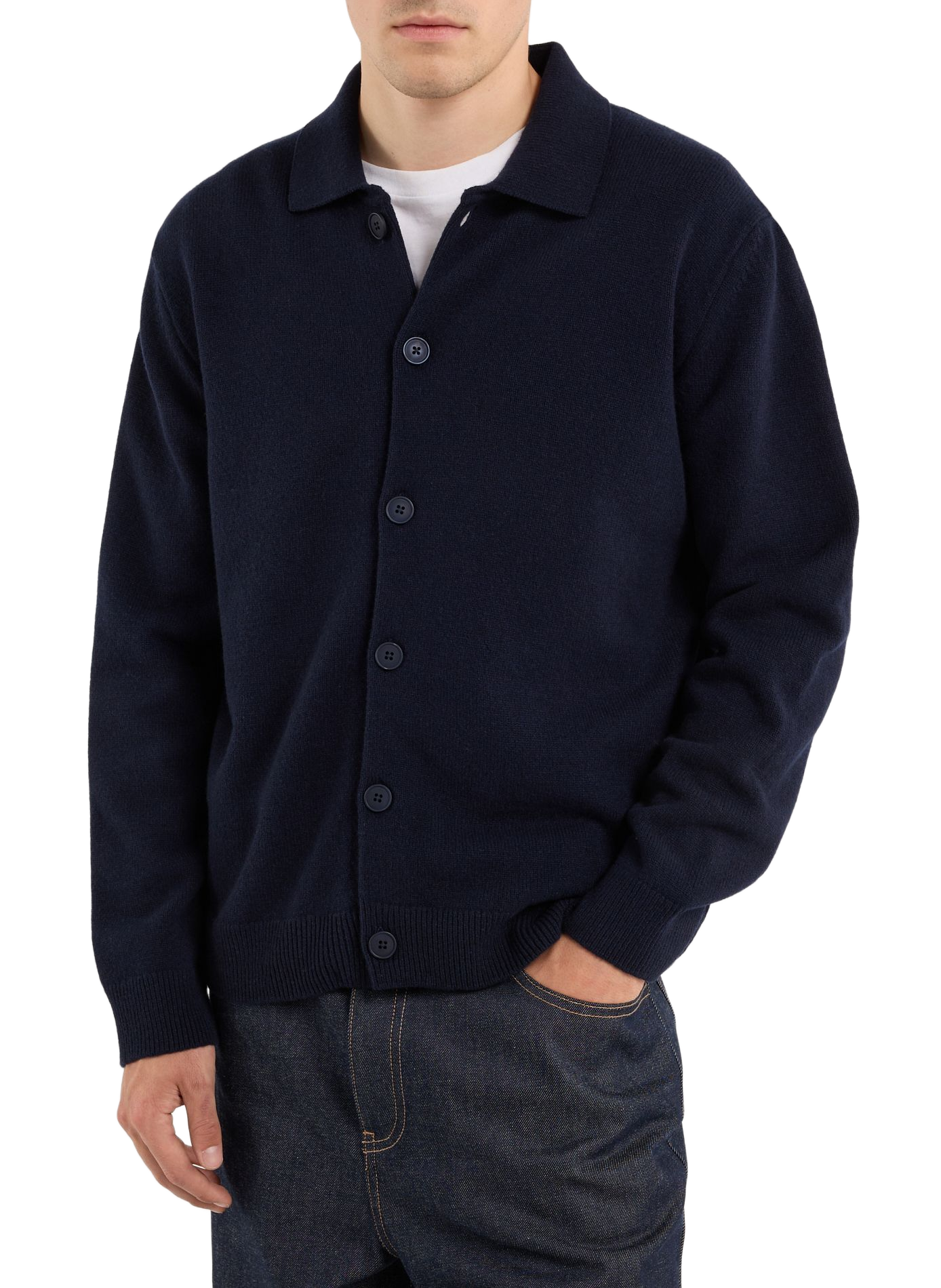 Cardigan Goal col polo en laine  SAISON 1865 Bleu
