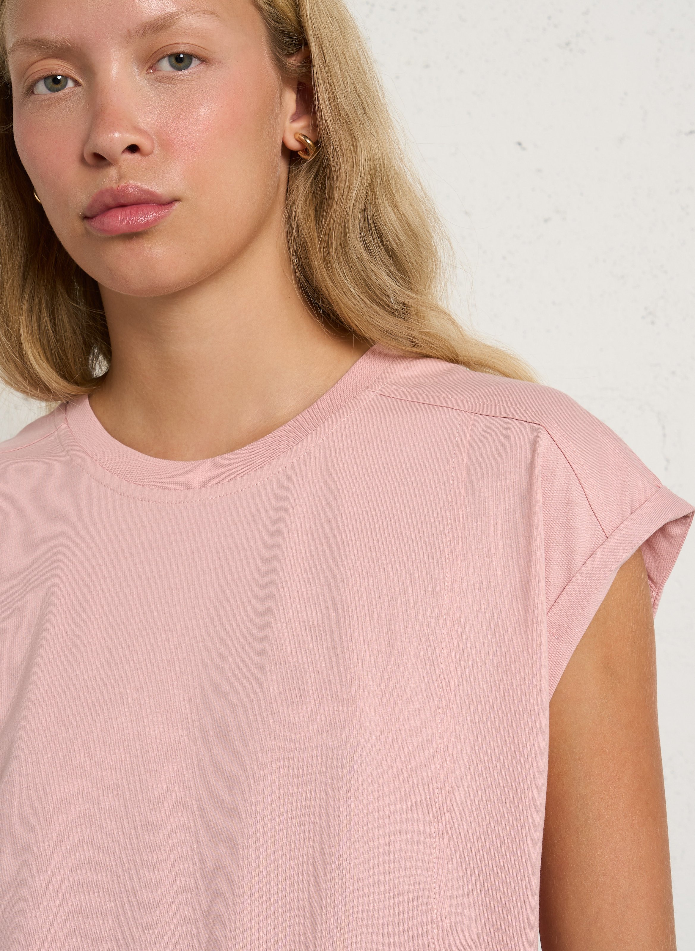 Tee-shirt ample col rond en coton timeo MAISON 123 Rose