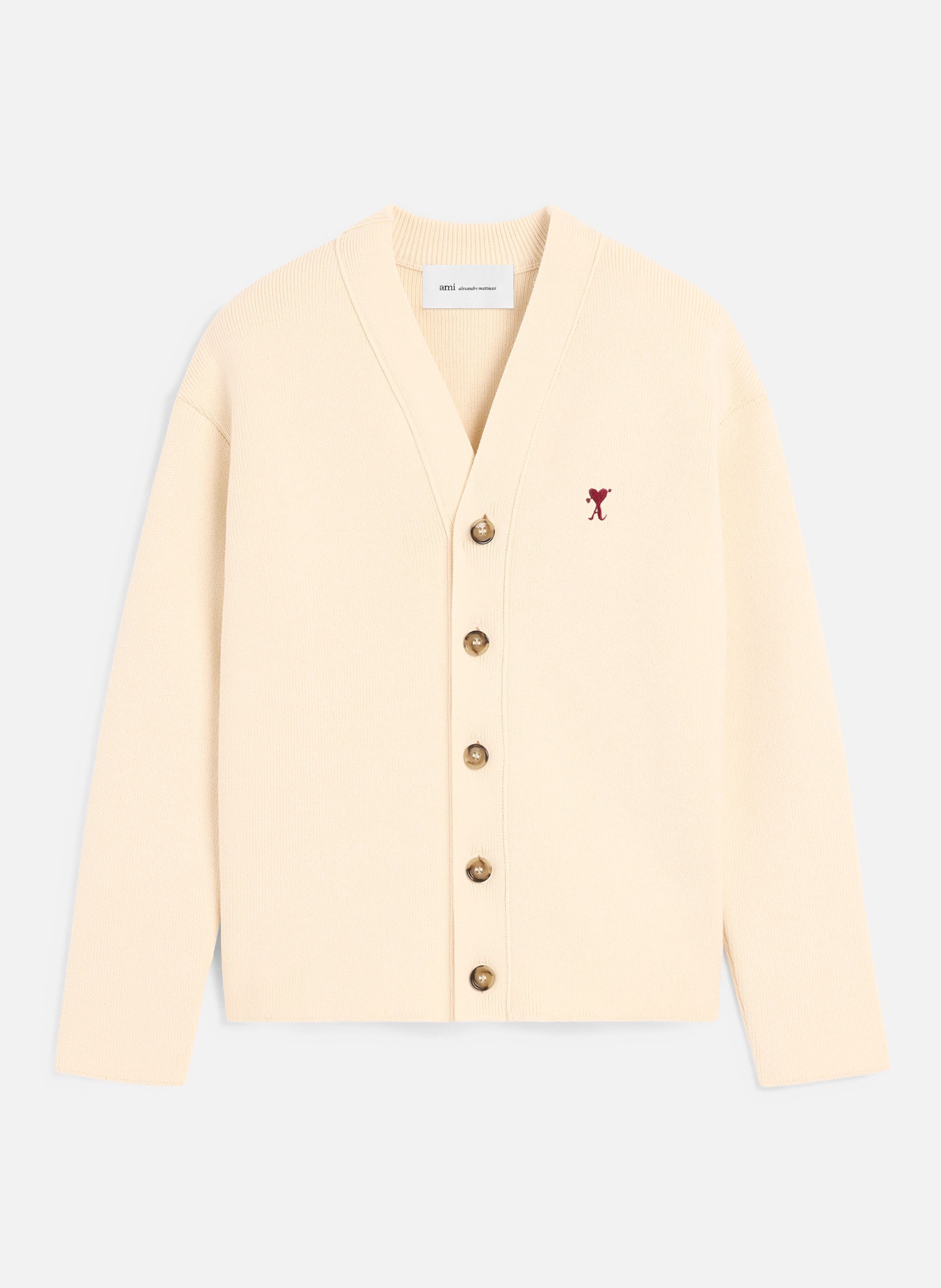 Cardigan ami de coeur flèche en coton et laine AMI PARIS Blanc