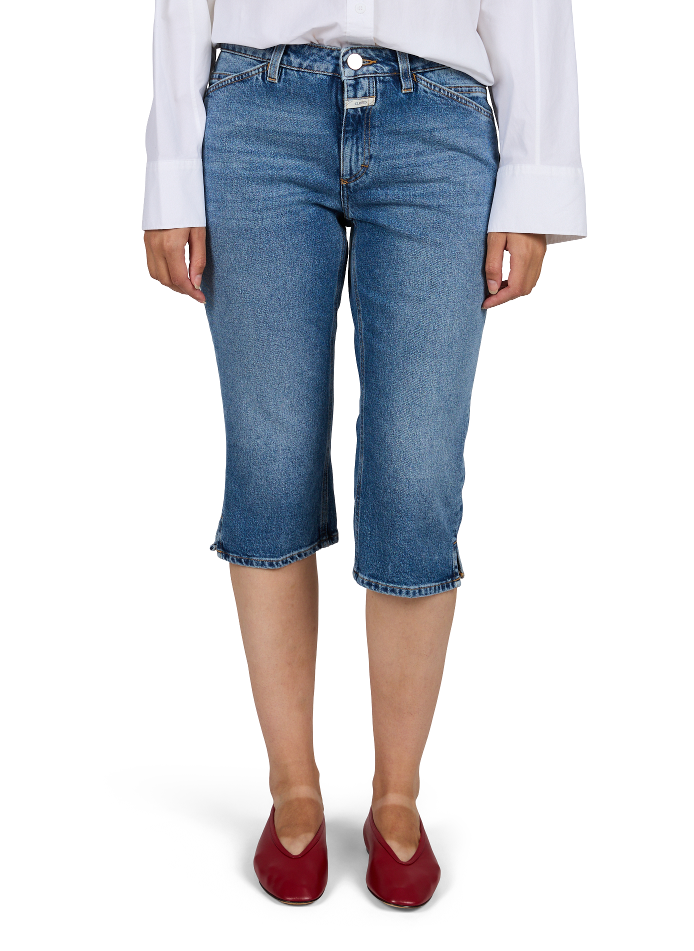 Capri aus einer Baumwollmischung in Denim CLOSED Blau