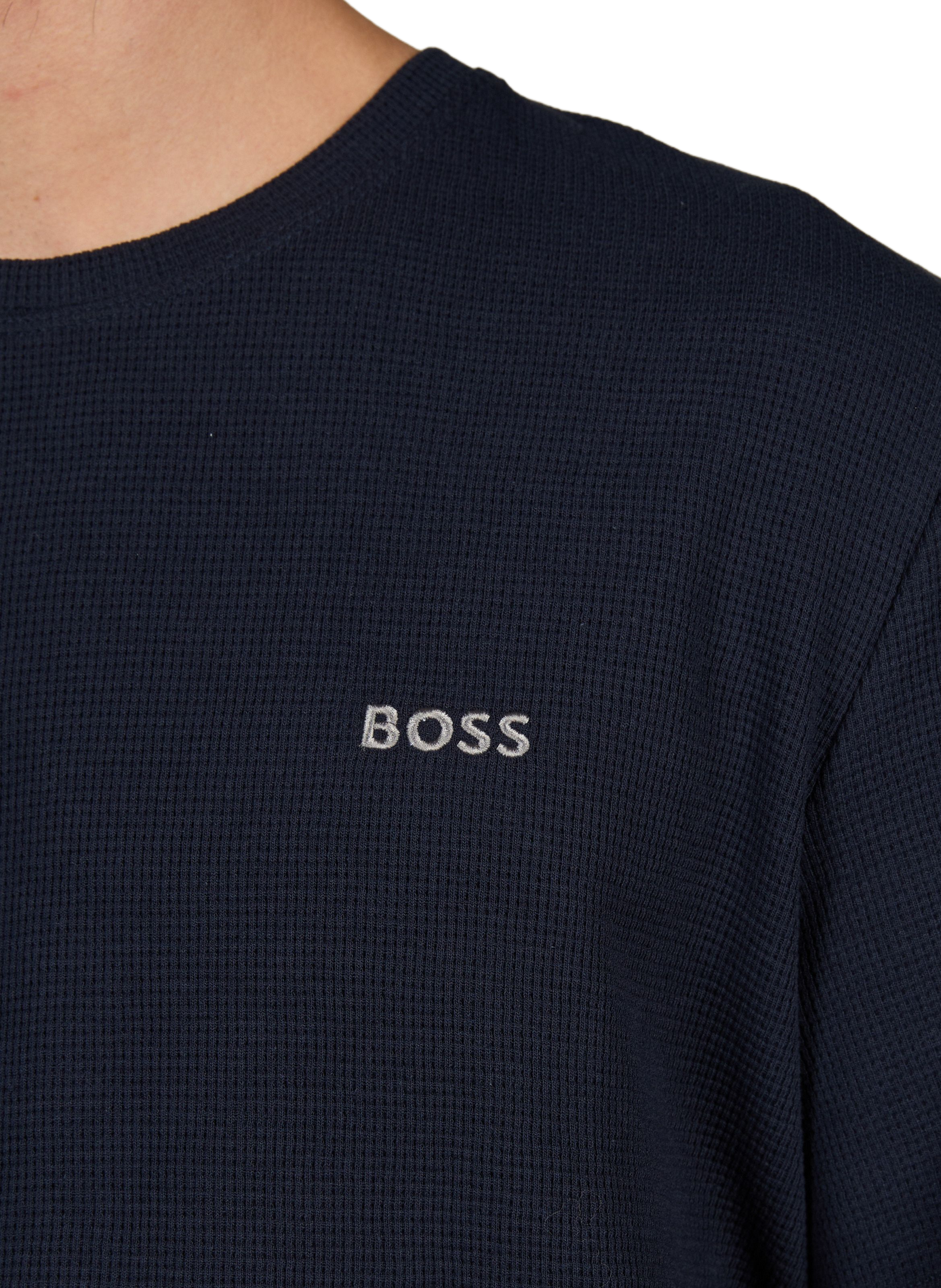 Round neck t-shirt in blended piqué cotton BOSS Blue