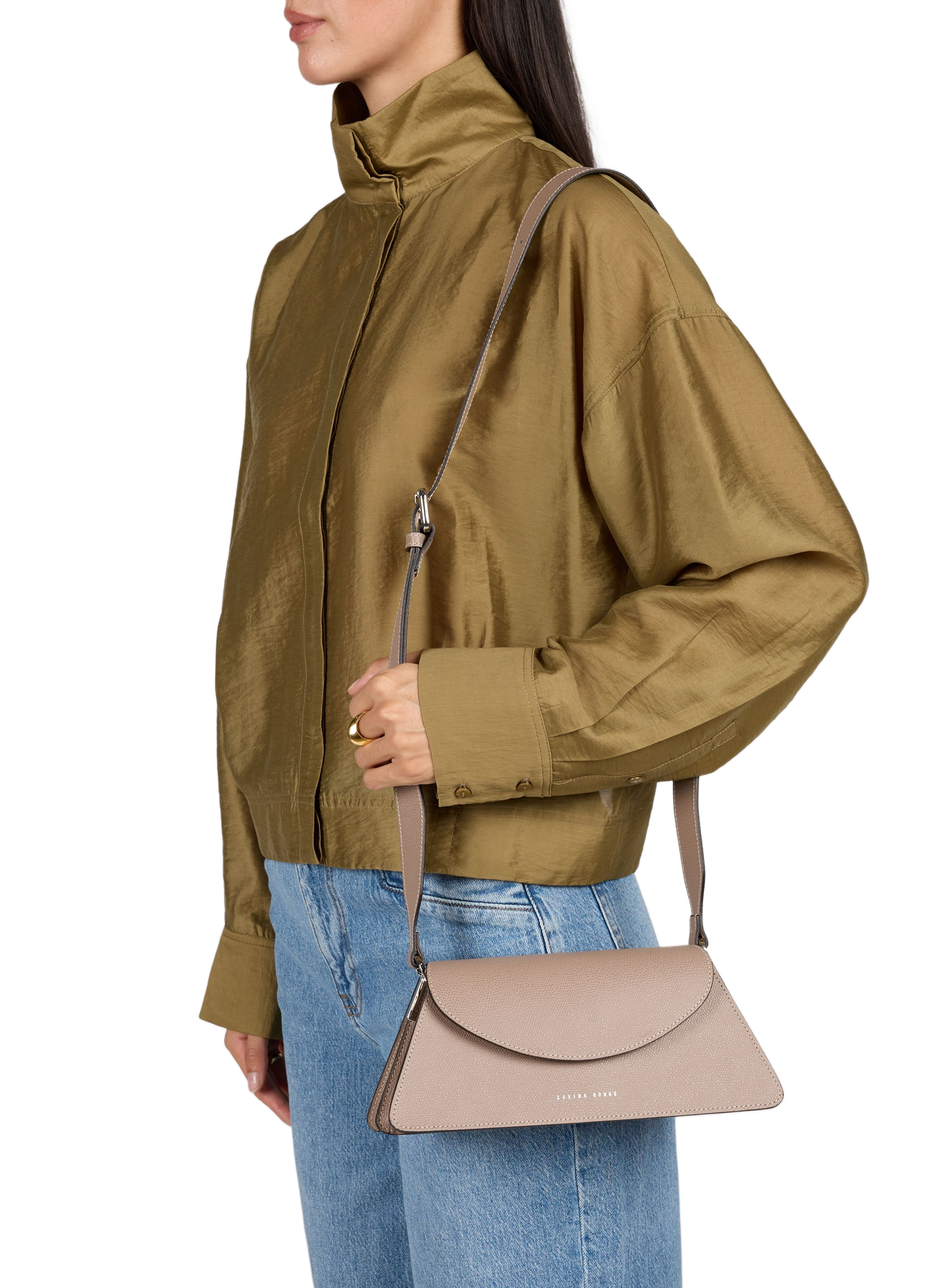 Rosie leather crossbody bag ZARINA ROUGE Beige