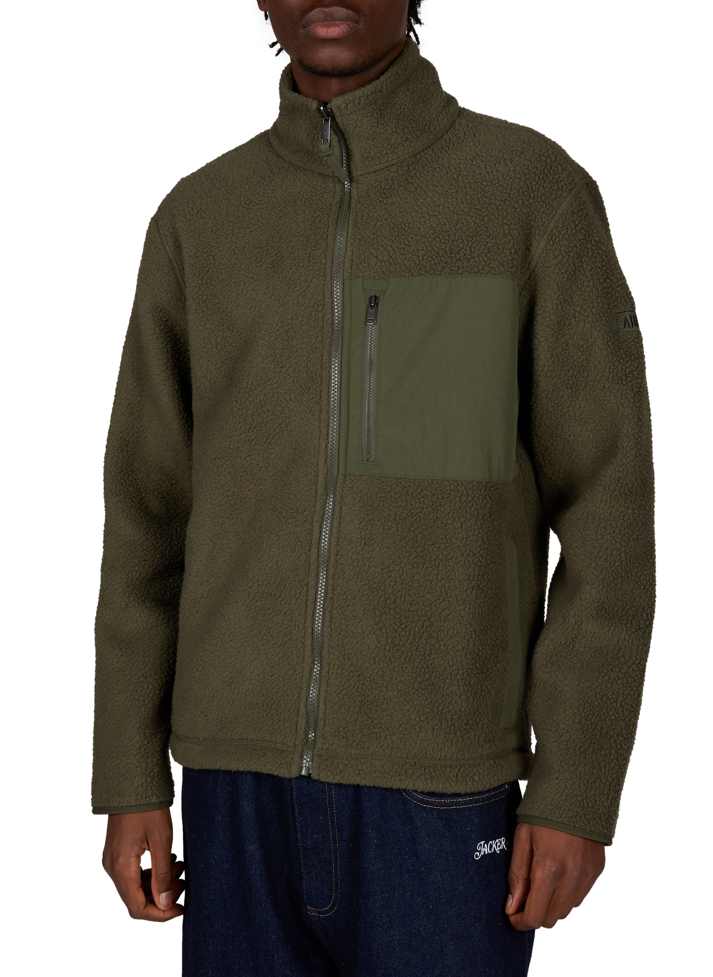 Gerade geschnittene Fleecejacke mit Stehkragen AIGLE Khaki