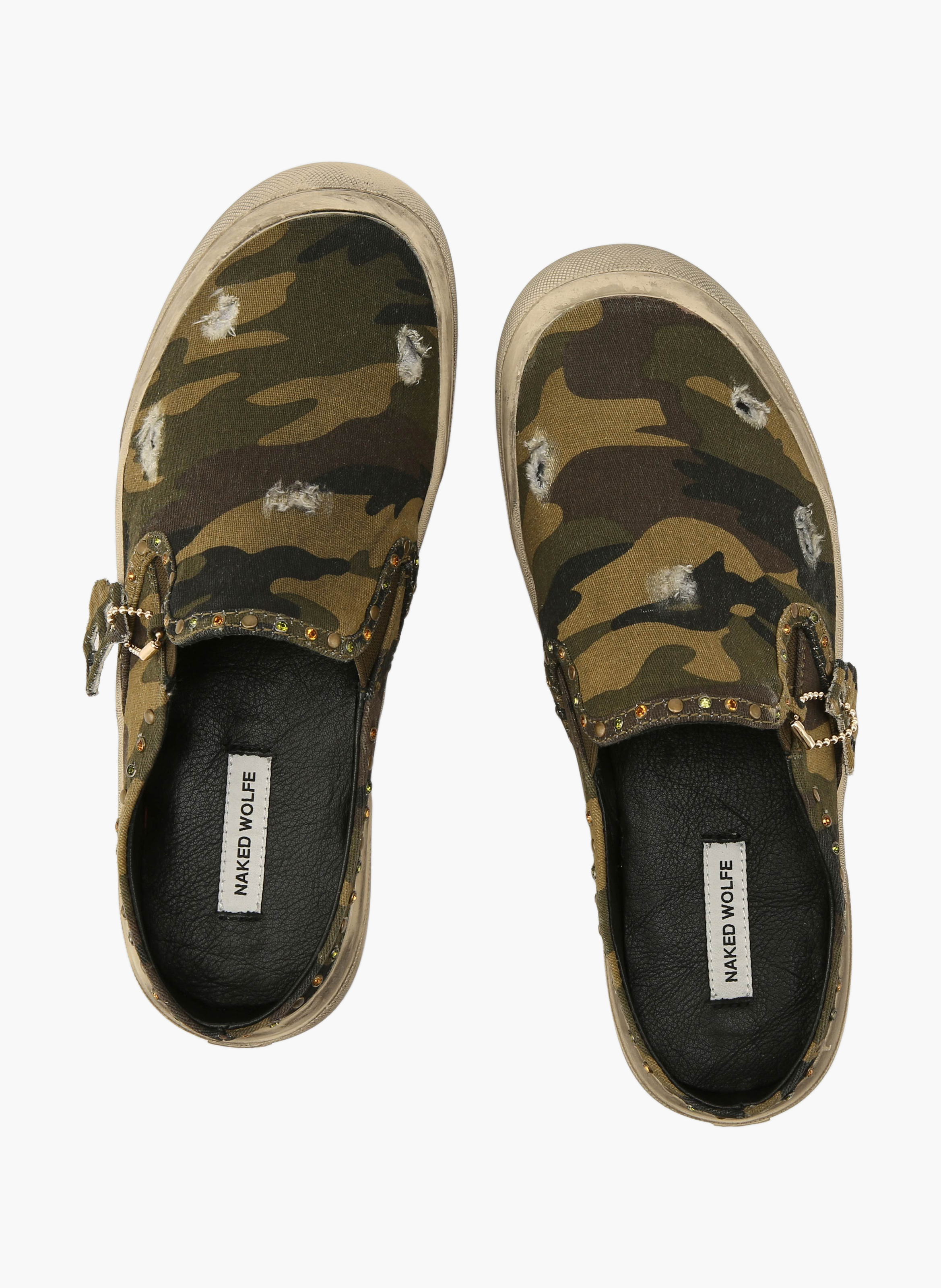 Mules military en toile NAKED WOLFE Vert