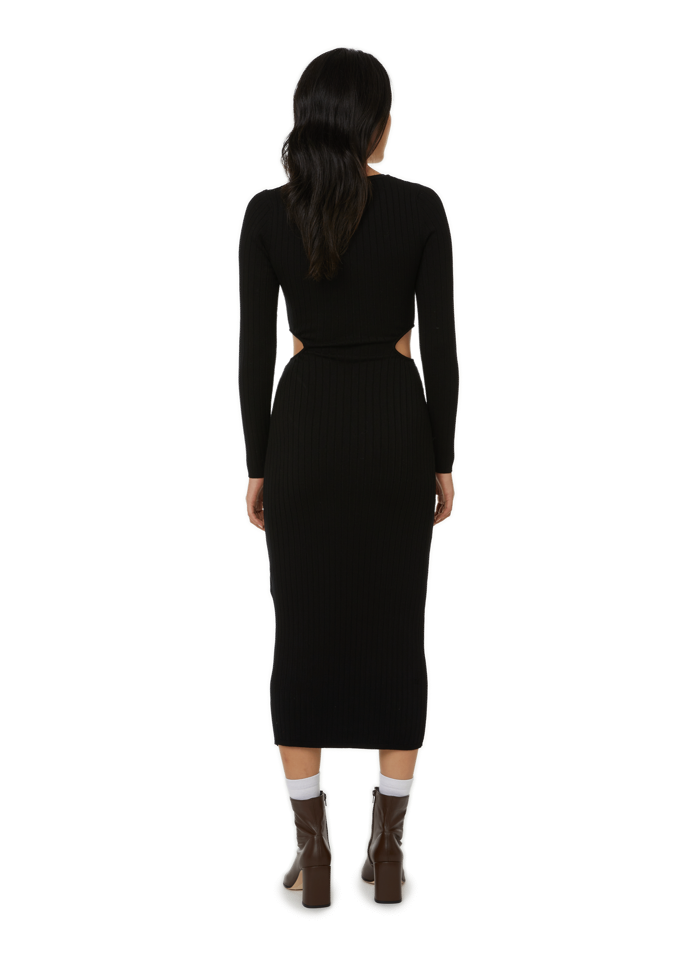 Robe midi en maille côtelée SAISON 1865 Noir