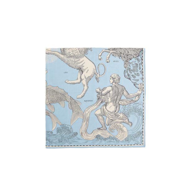 Inouitoosh Printed Silk Square Scarf In Blue