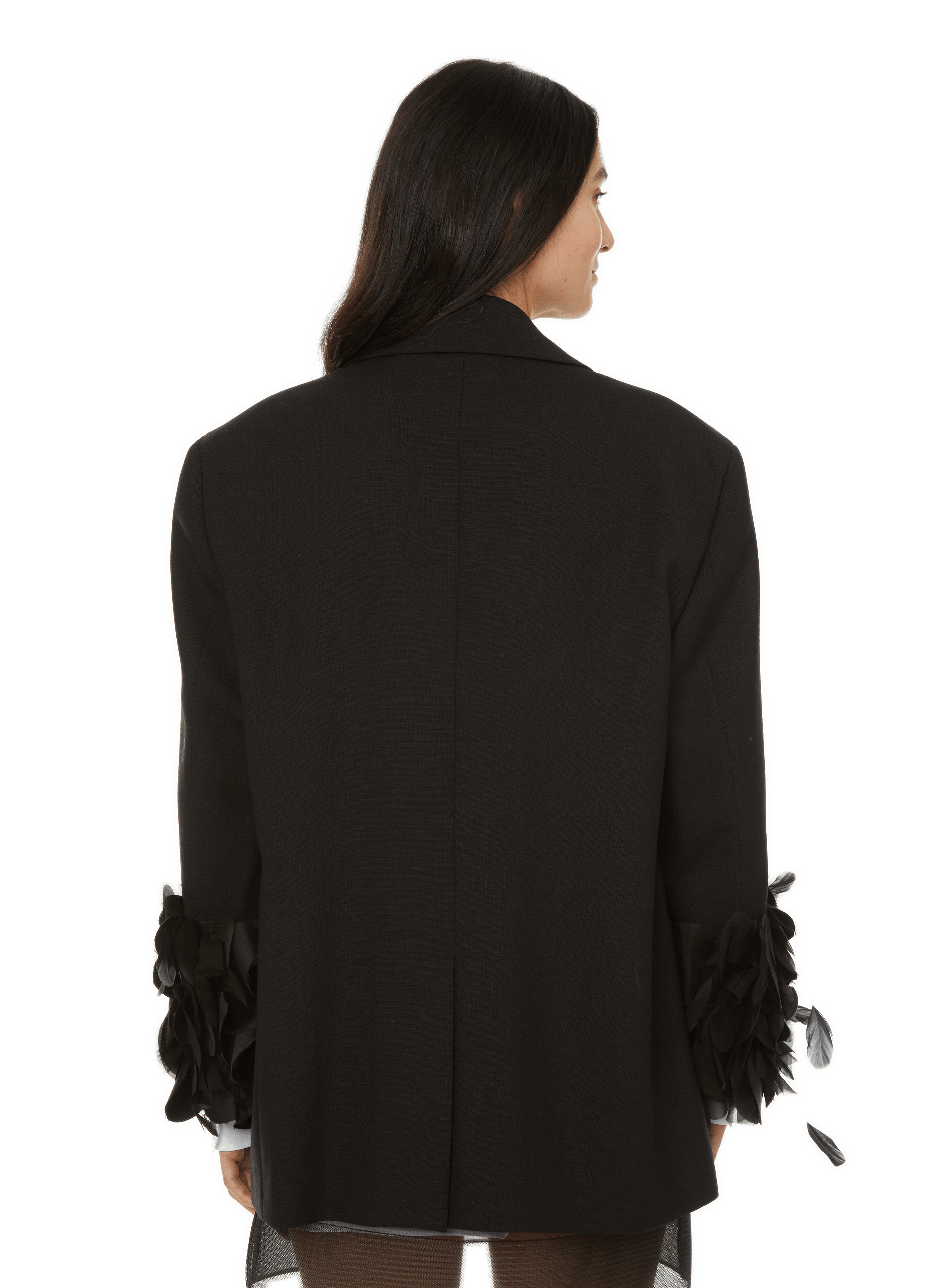 Straight-fit wool and feather jacket   PRADA Black