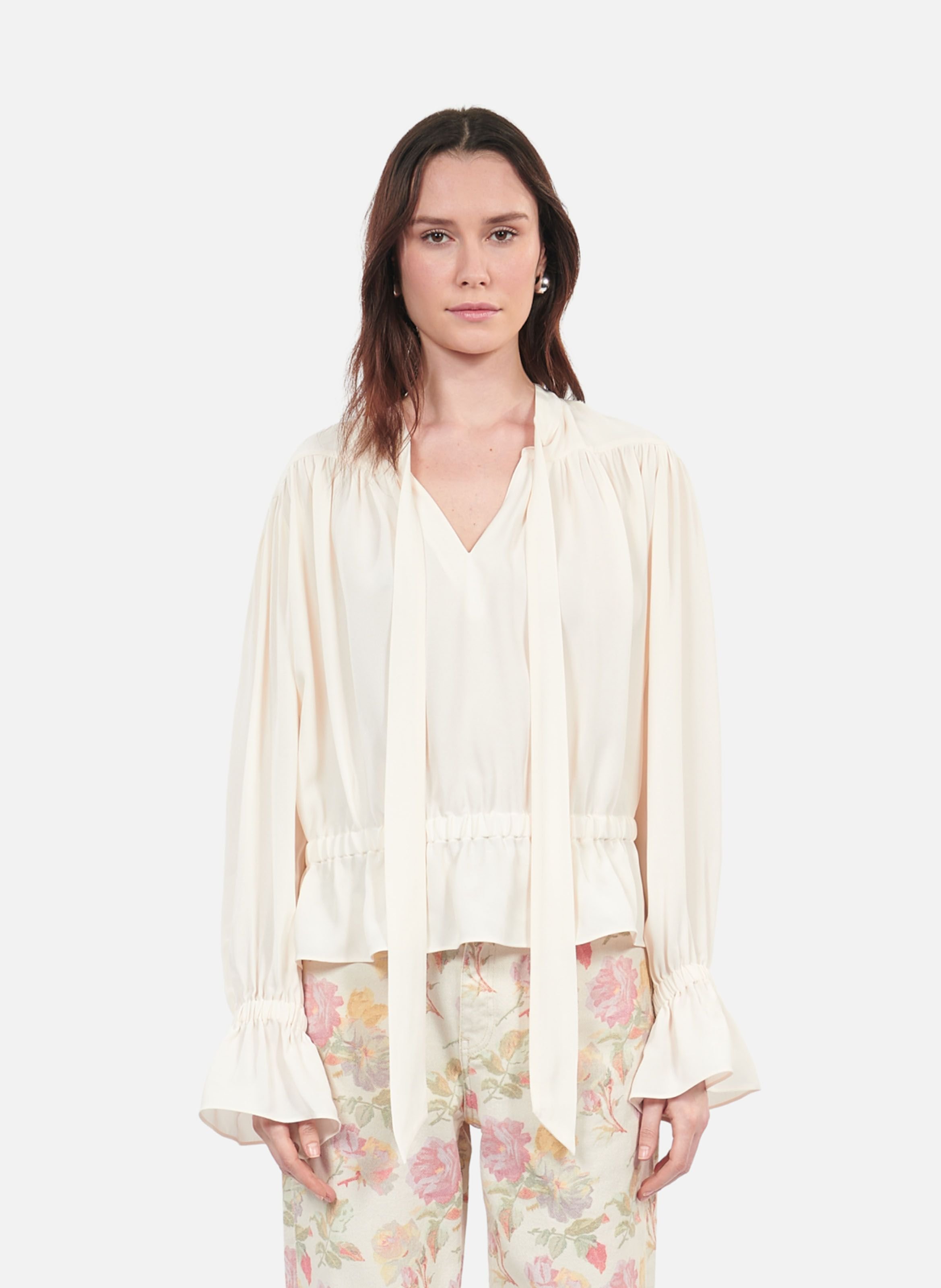Top The Kooples En Dentelle Brodée - Couleur Blanc Cassé/gris Perle, Taille L, Occasion Très Bon état