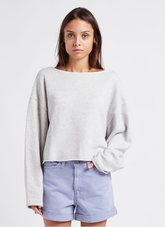 Sweat col bateau en coton bio kodytown Gris by AMERICAN VINTAGE AMERICAN VINTAGE Sweat col bateau en coton bio kodytown Gris