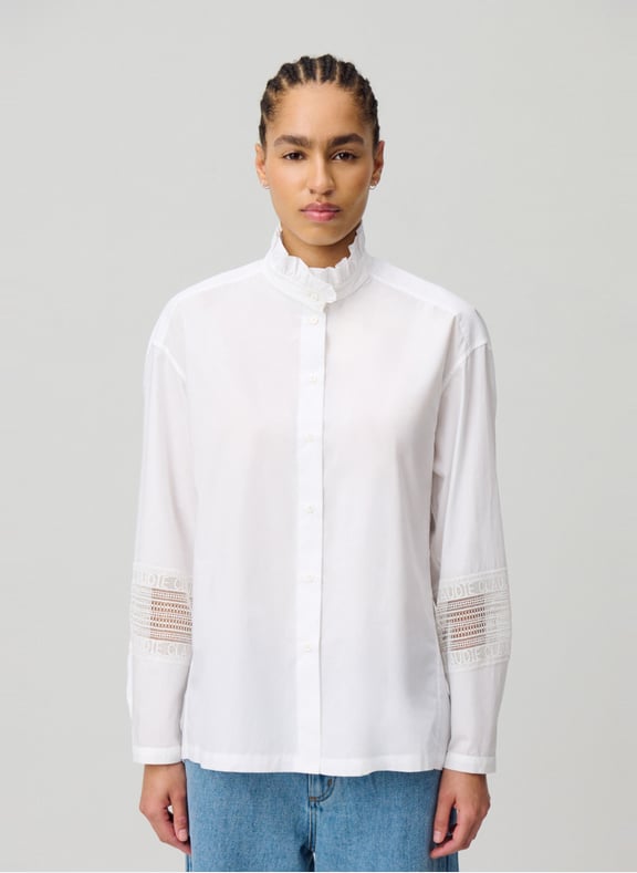 Chemise à col volanté en coton Blanc by CLAUDIE PIERLOT CLAUDIE PIERLOT Chemise à col volanté en coton Blanc