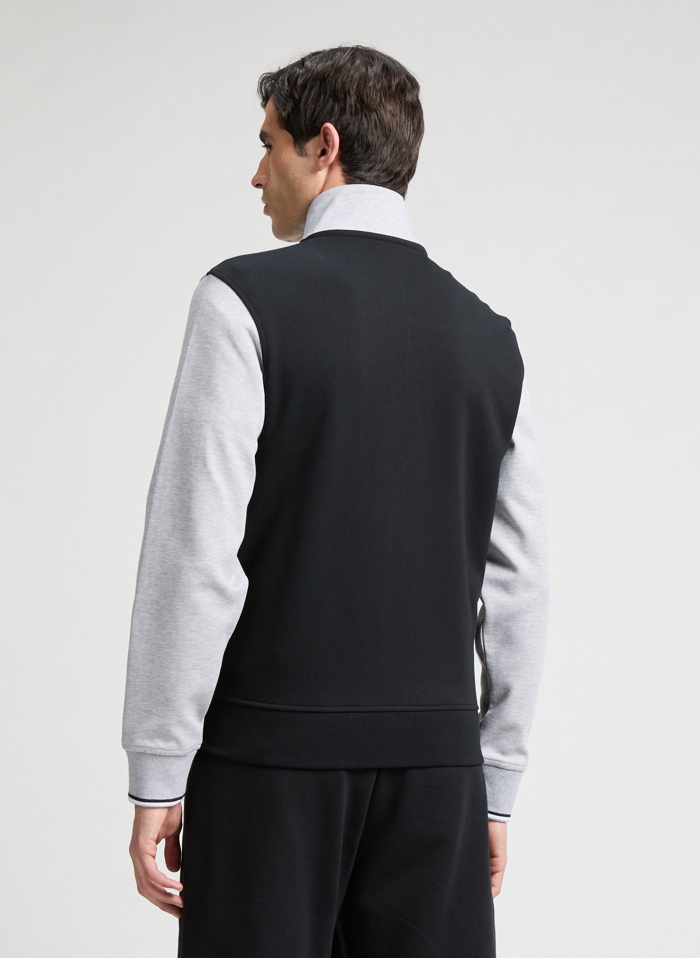 Sweatshirt zippé bimatière en coton EDEN PARK Gris