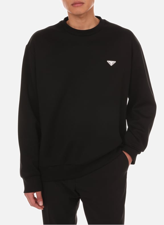 Mixed cotton sweatshirt Black by PRADA PRADA Mixed cotton sweatshirt Black