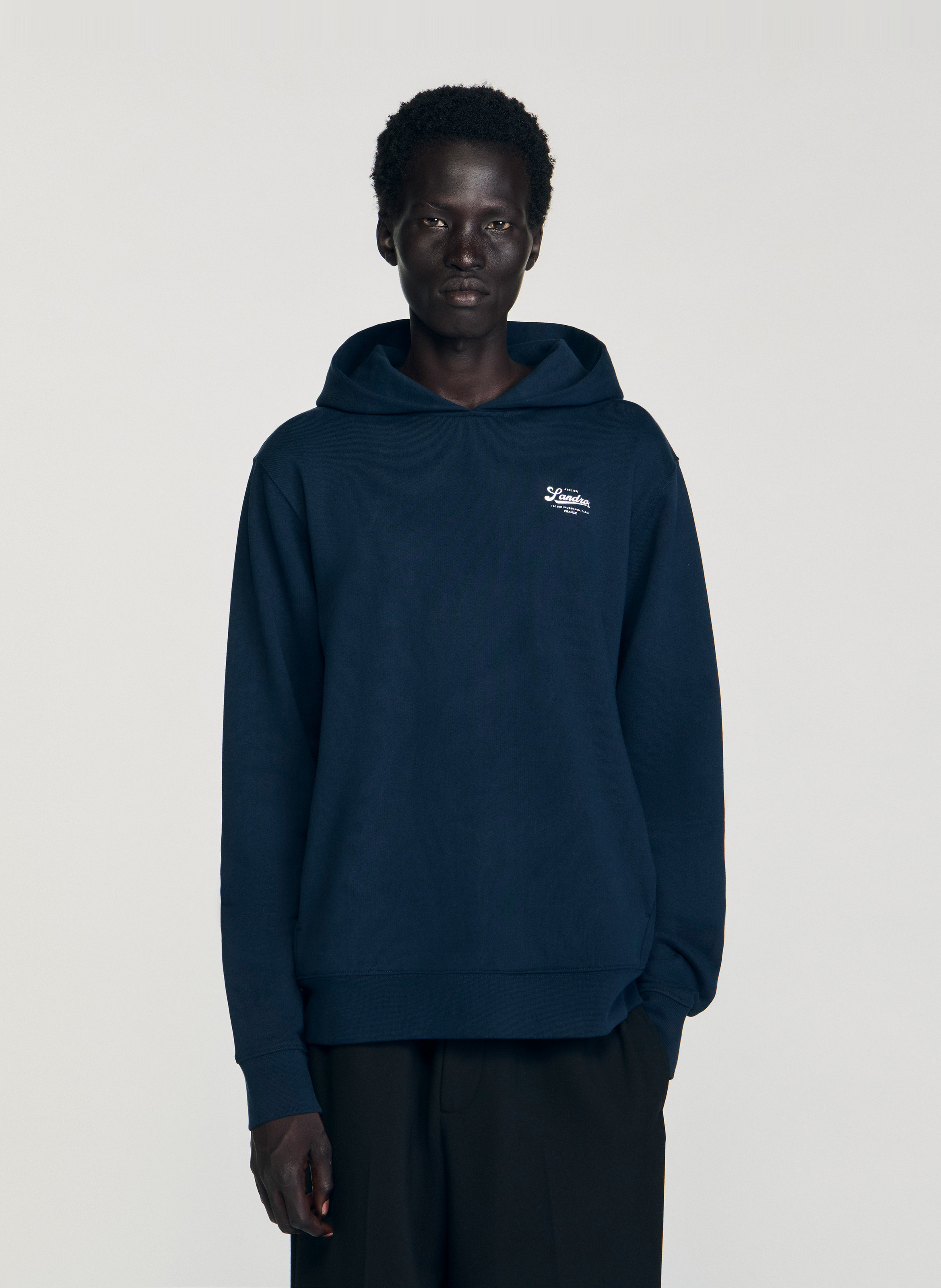 Sweat à capuche en coton SANDRO Bleu