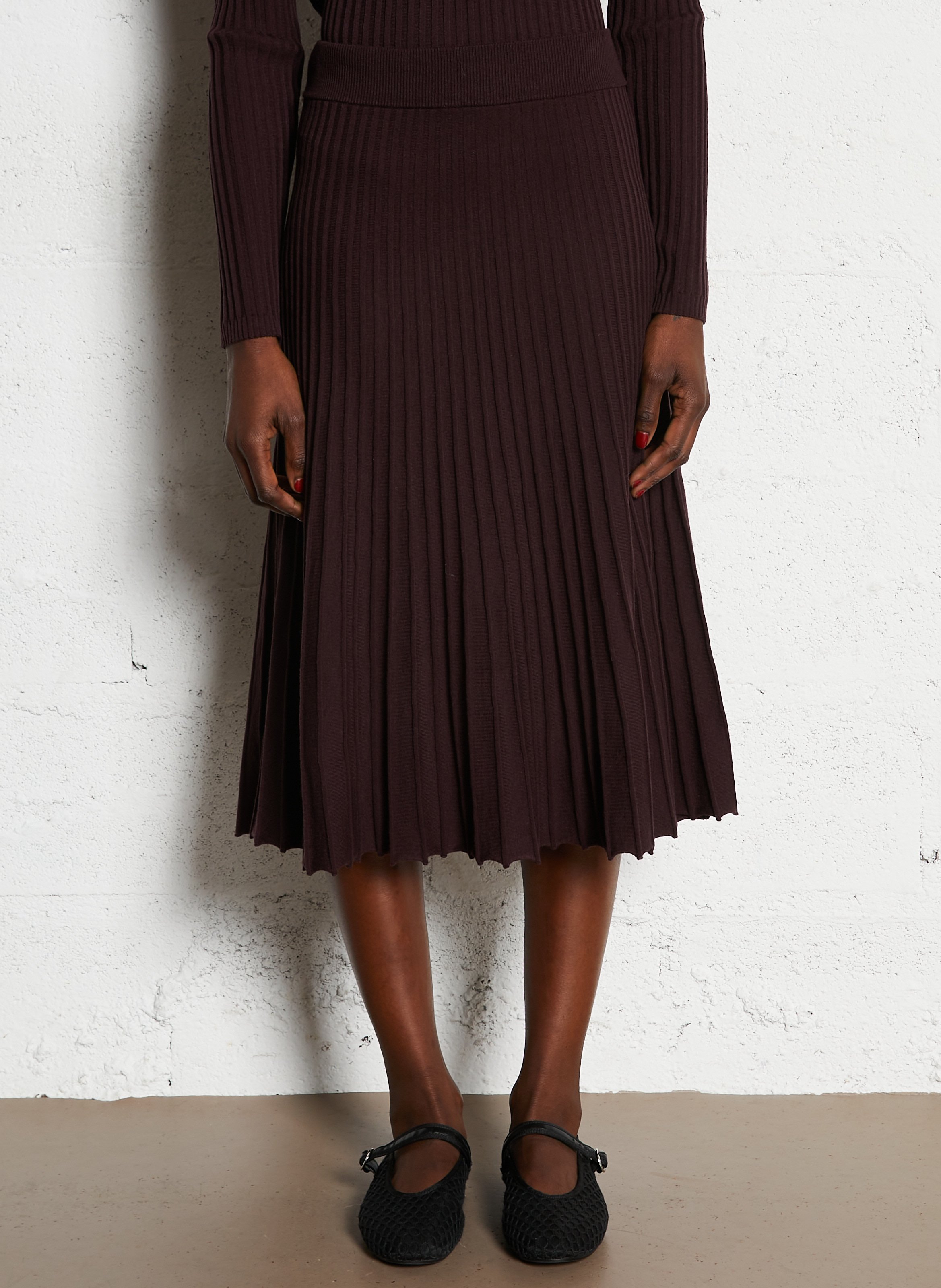 Jupe midi plissée en maille elisa MAISON 123 Violet