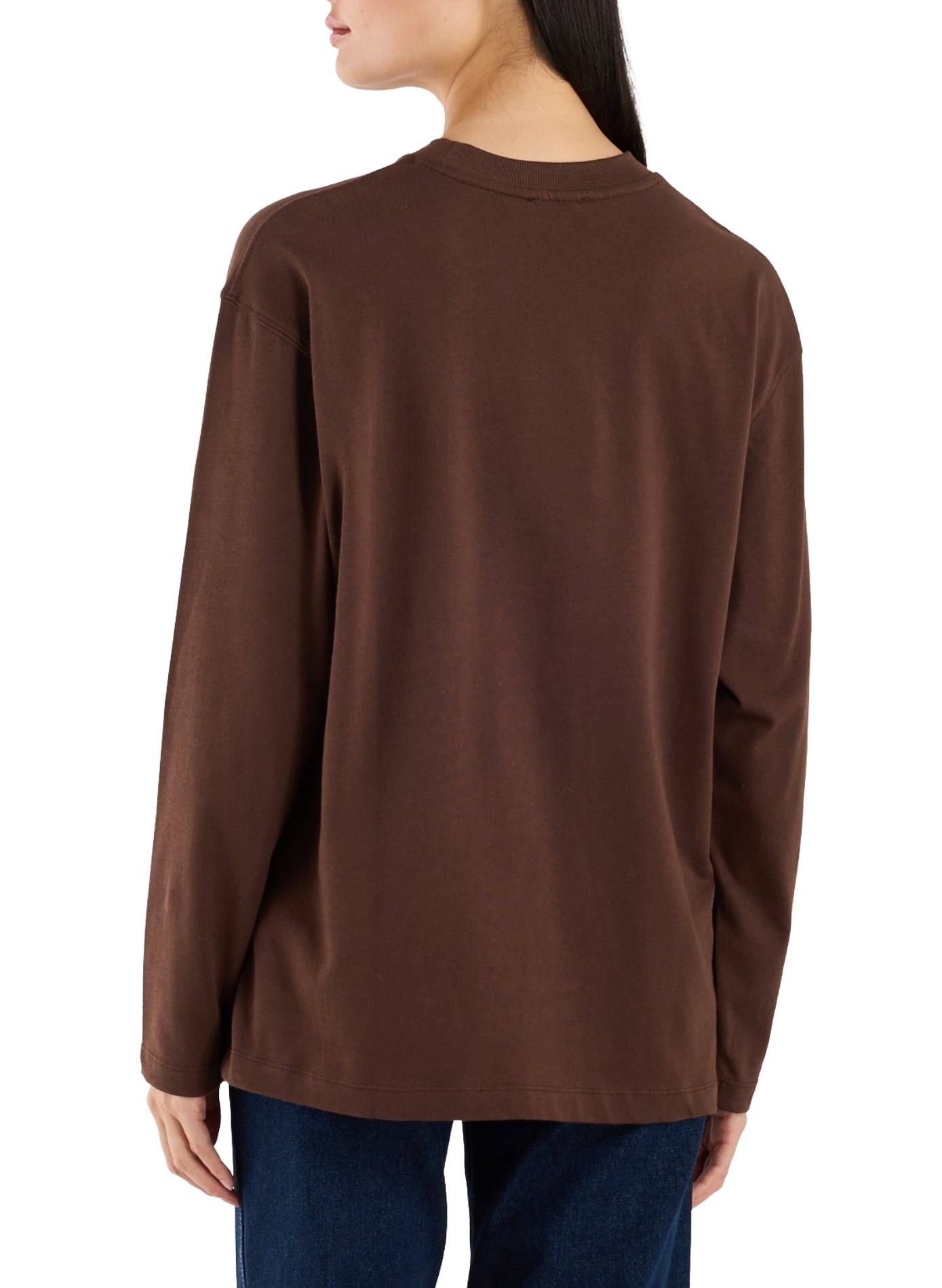 T-shirt manches longues imprimé en coton TOPSHOP Marron