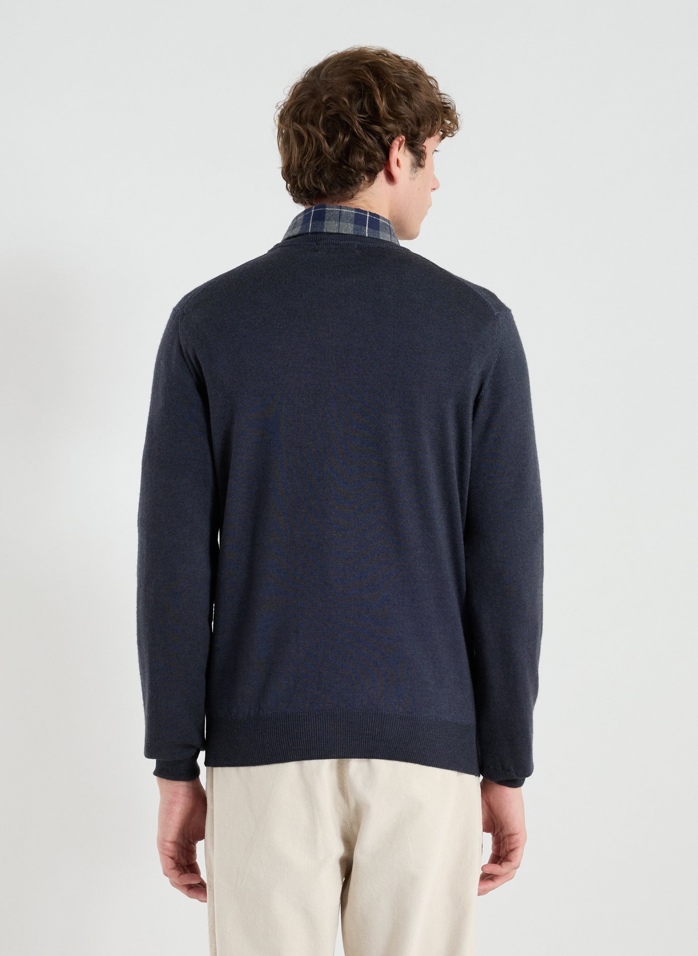Pull col rond en laine WOOLRICH Bleu