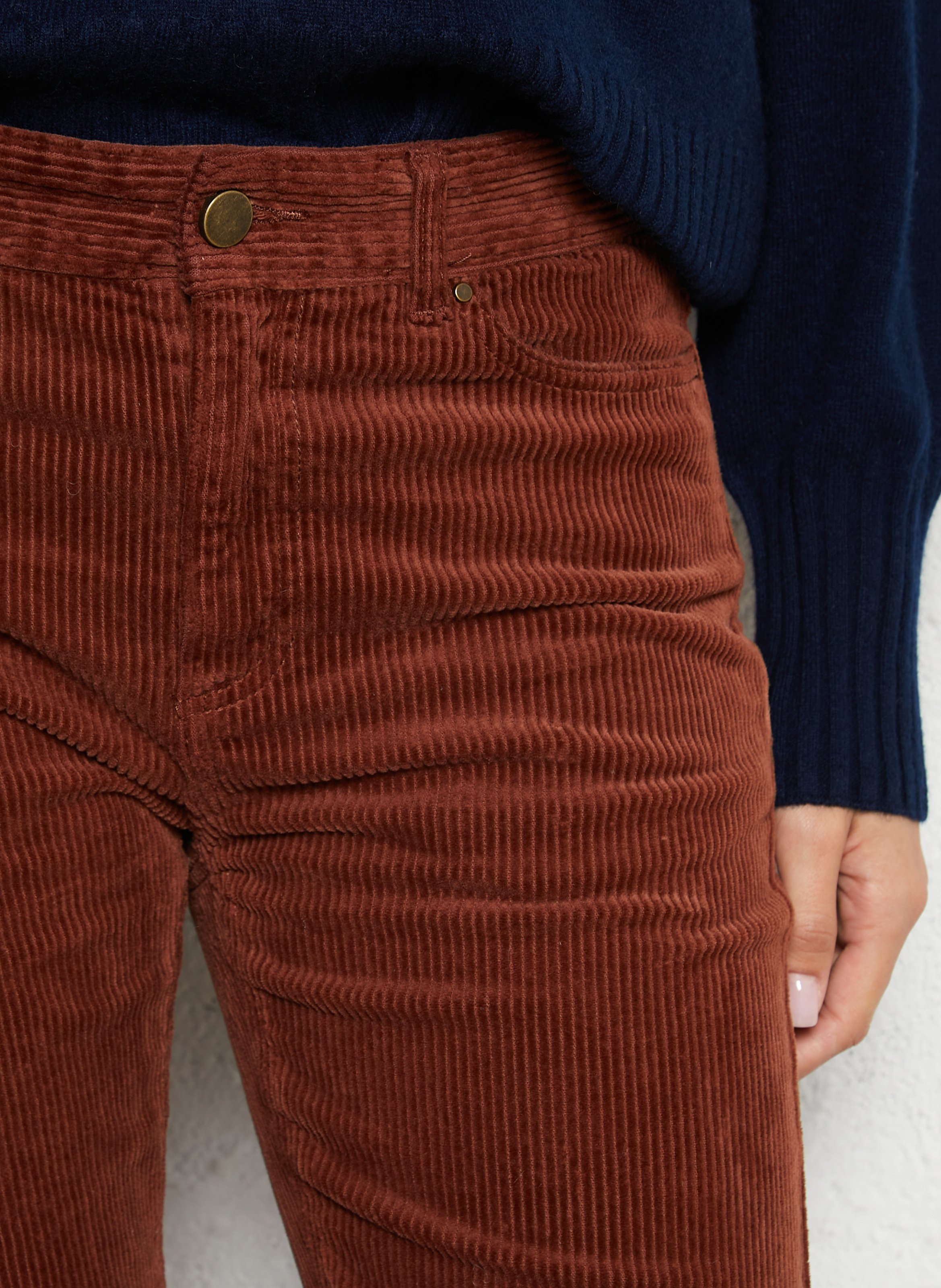 Pantalon droit en velours côtelé de coton gaby MAISON 123 Rouge