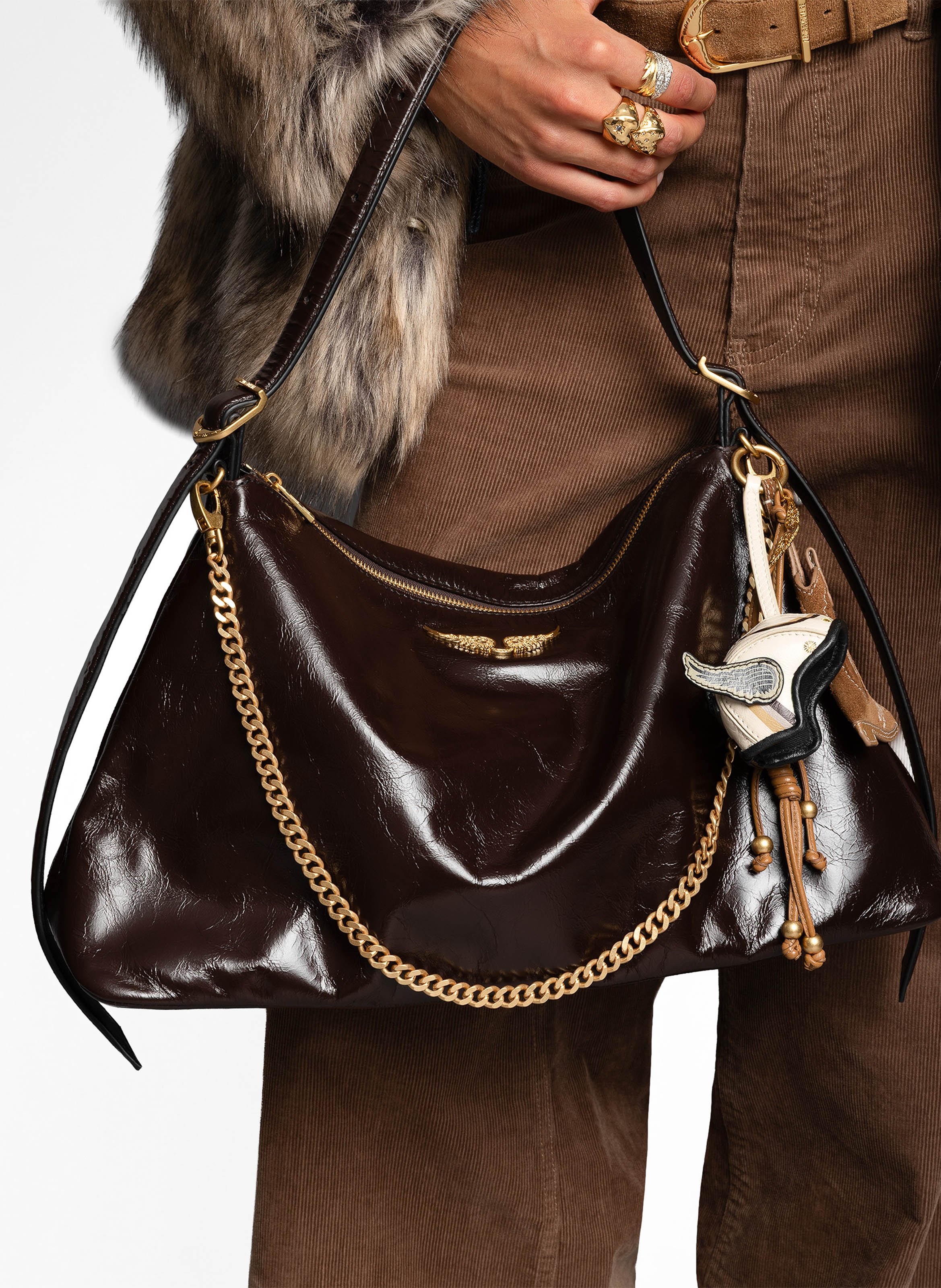 Sac porté épaule en cuir vieilli jim ZADIG&VOLTAIRE Marron