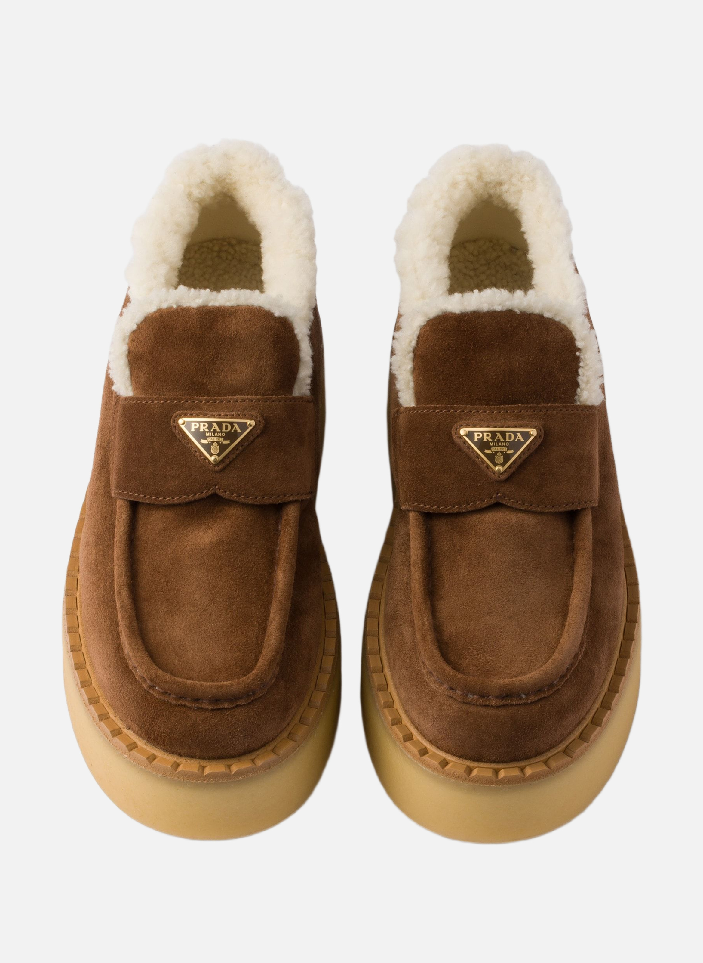 Mocassins en veau velours PRADA Marron