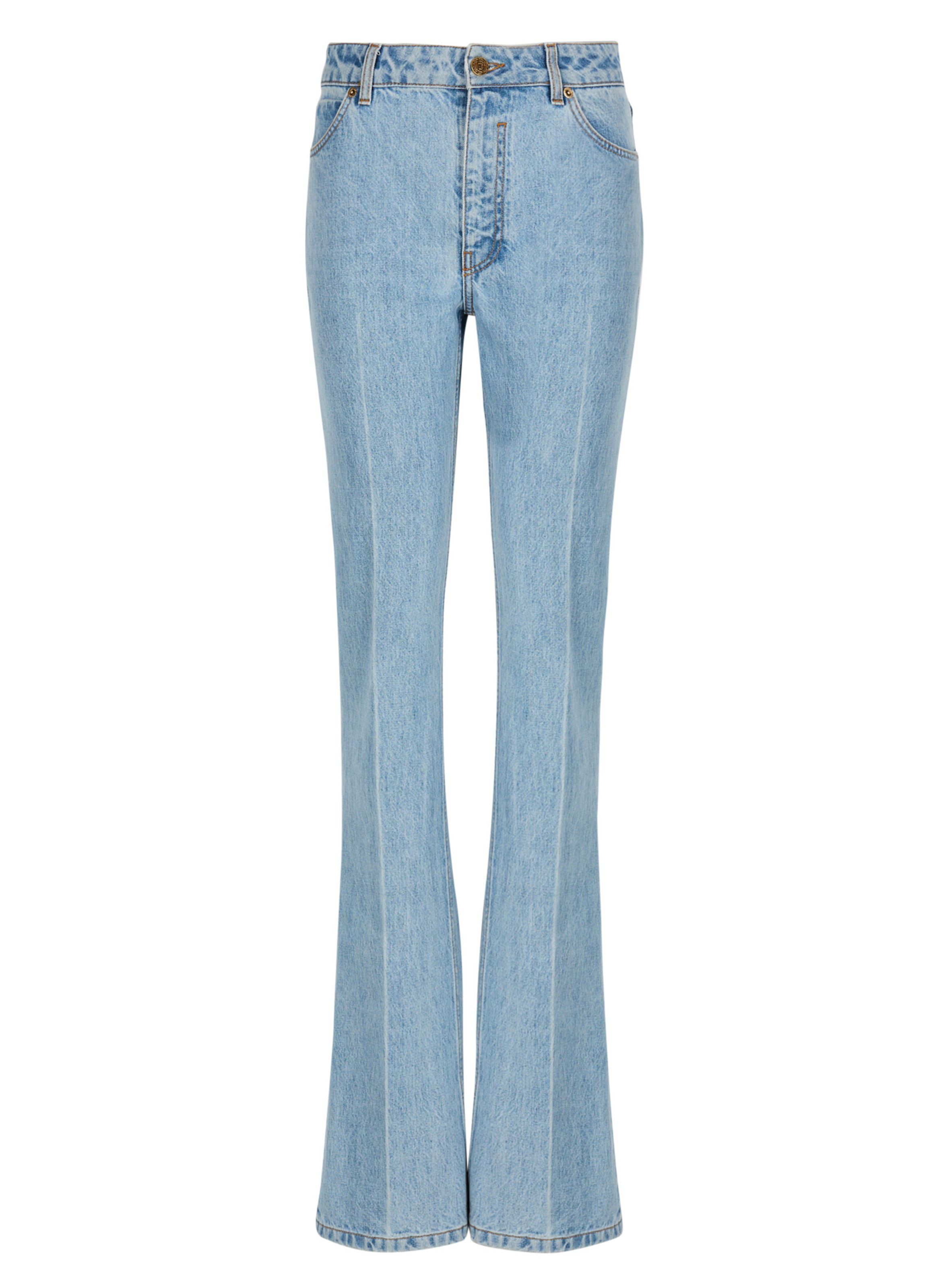 Pantalon taille haute en denim BALMAIN Bleu