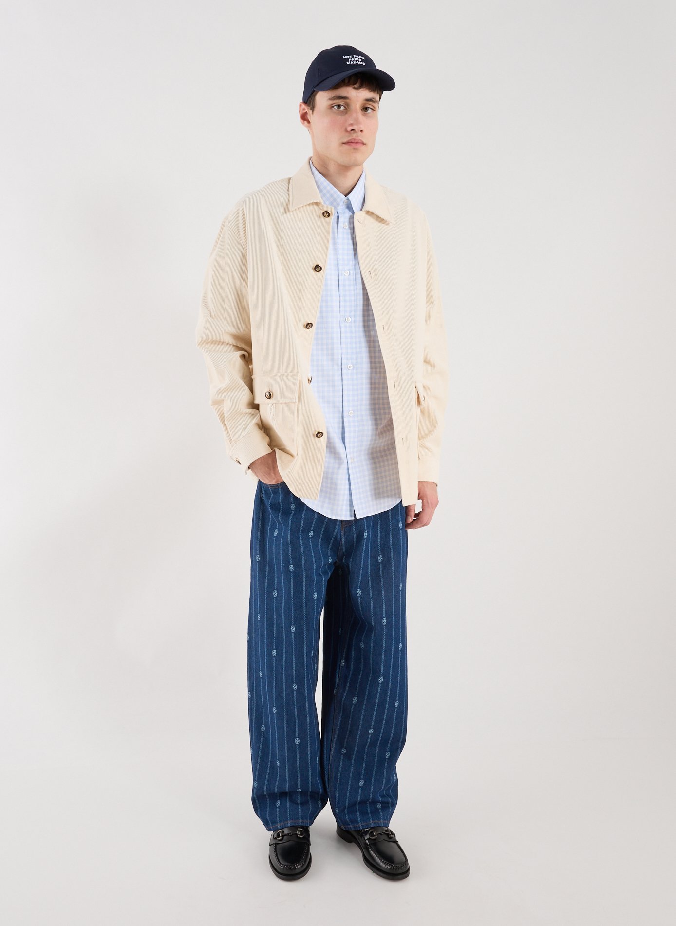 Oversized cotton jeans DROLE DE MONSIEUR Blue